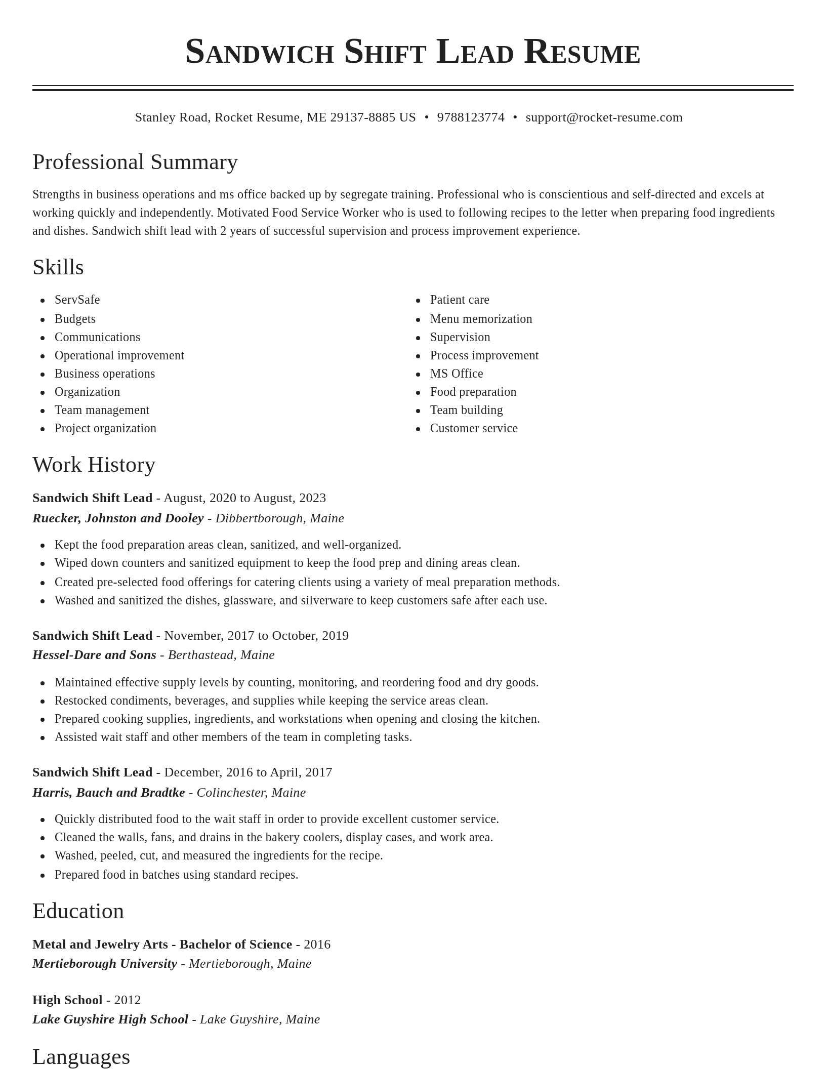 Classic resume template