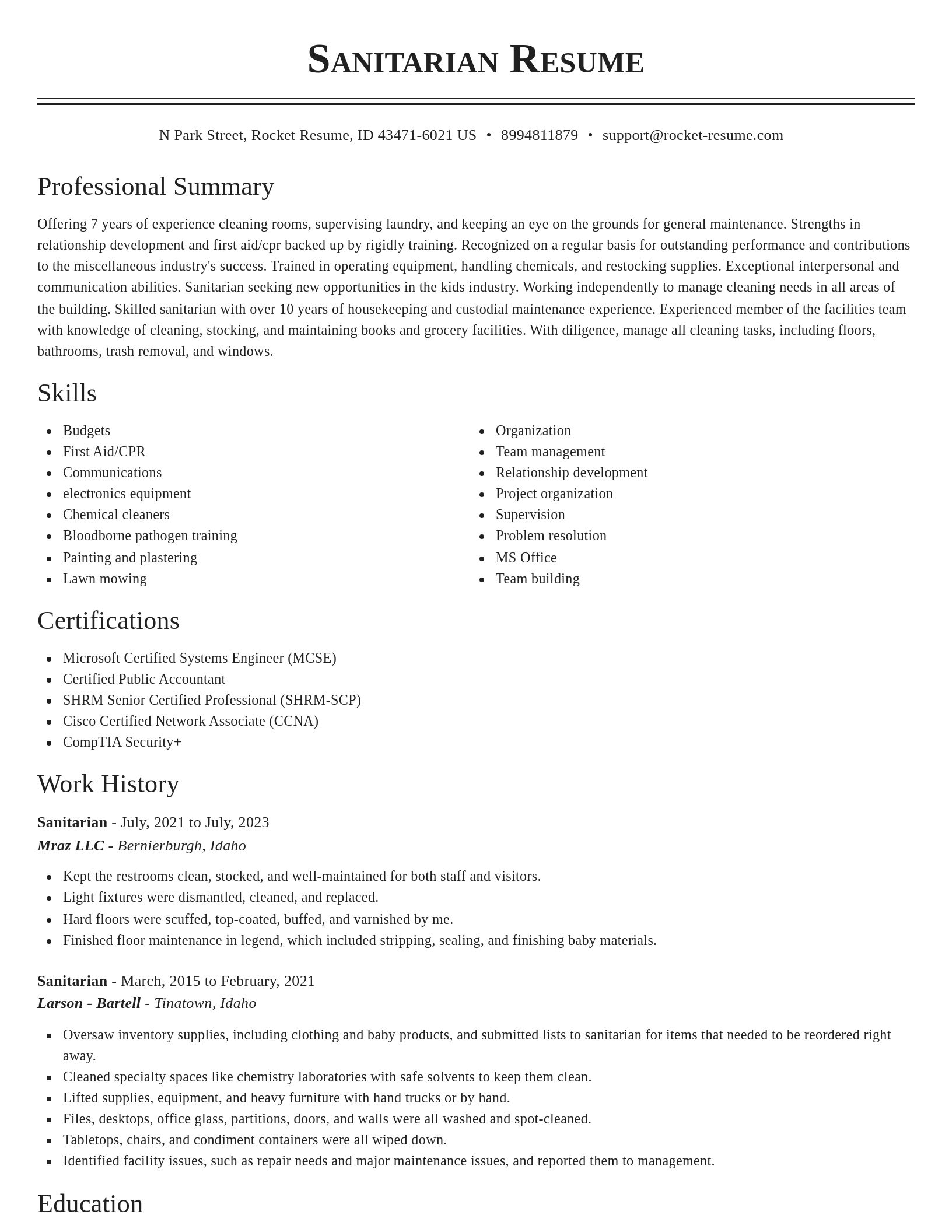 Classic resume template