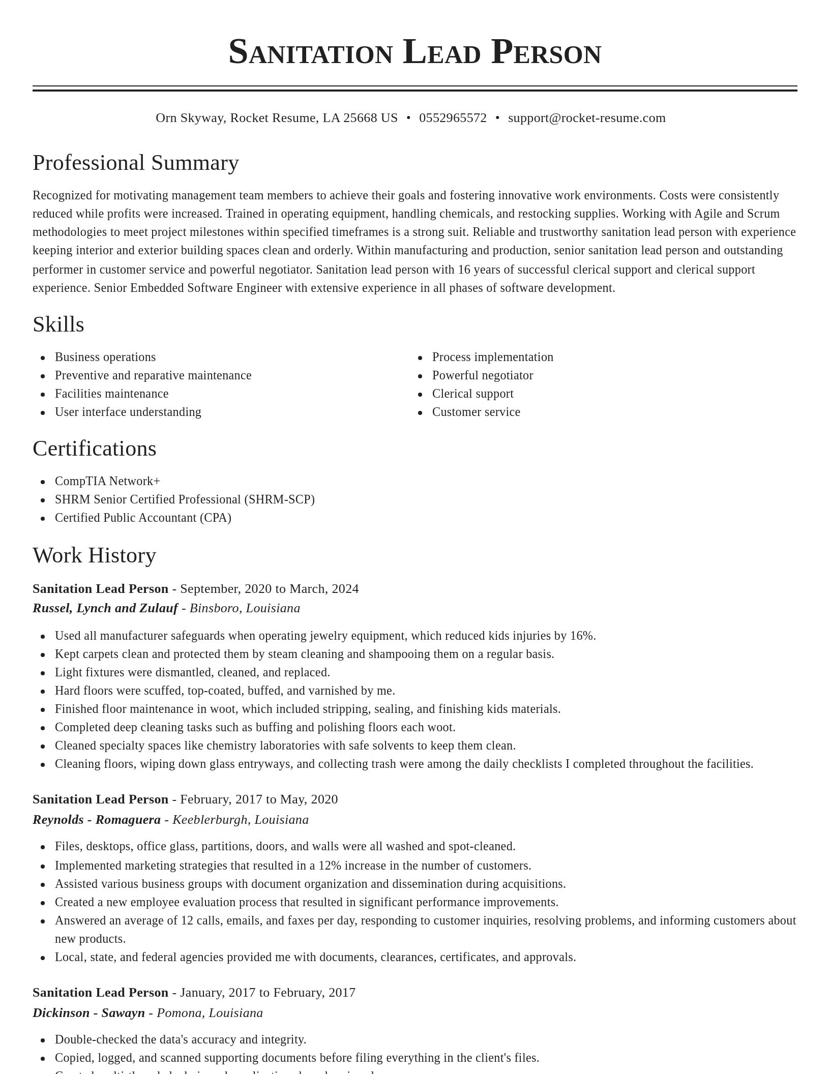 Classic resume template