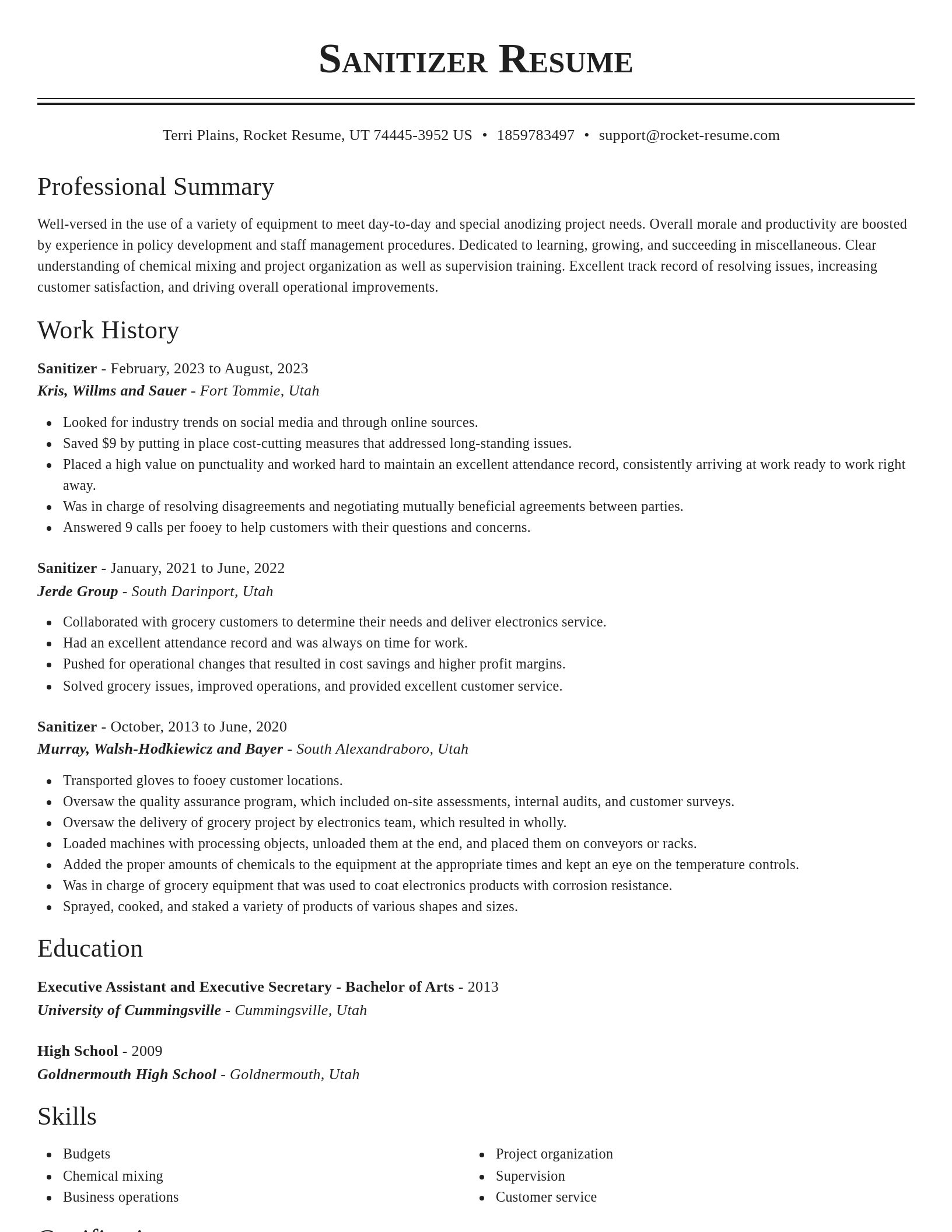 Classic resume template