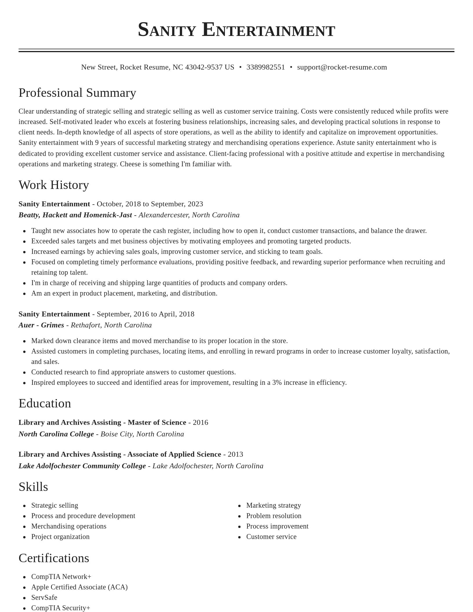 Classic resume template