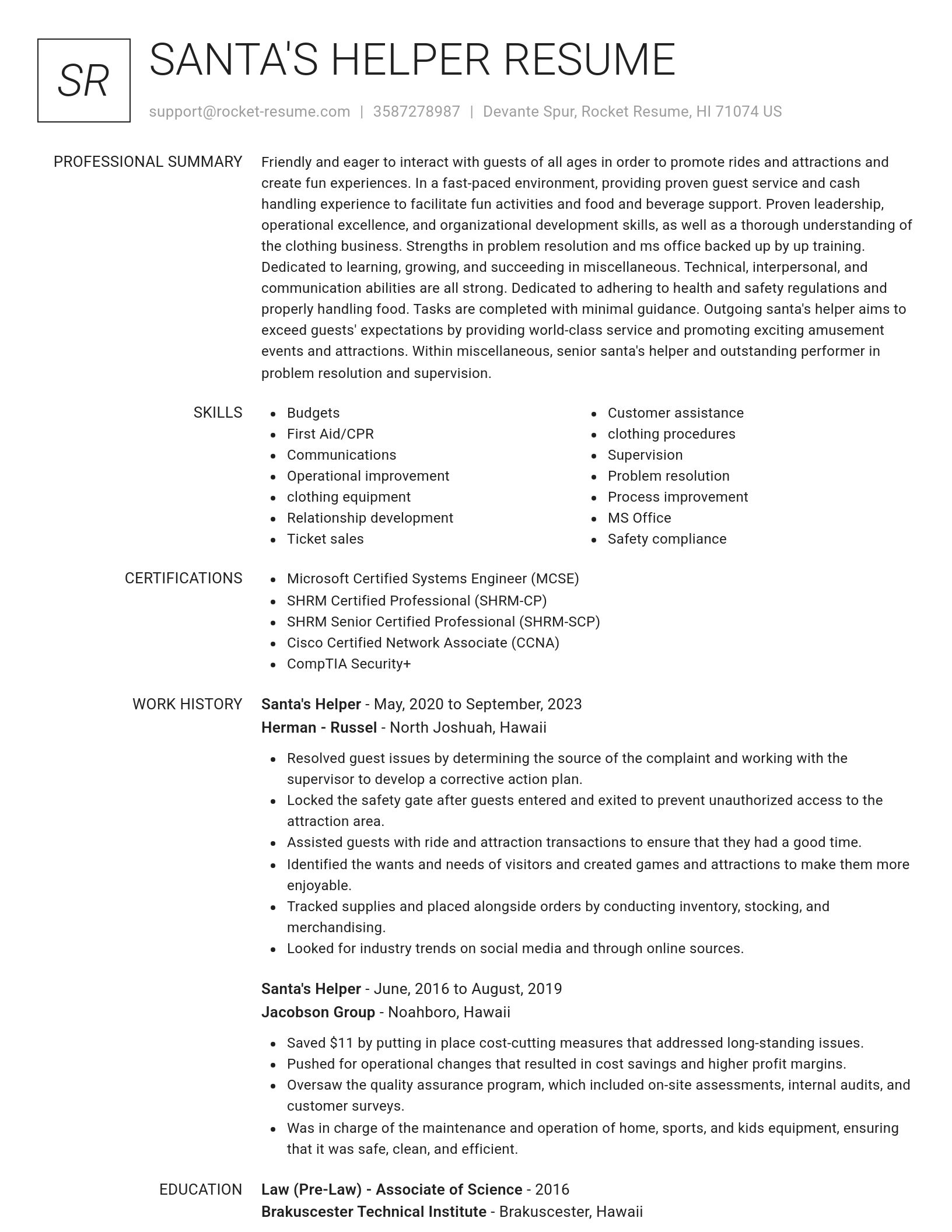 Renowned resume template