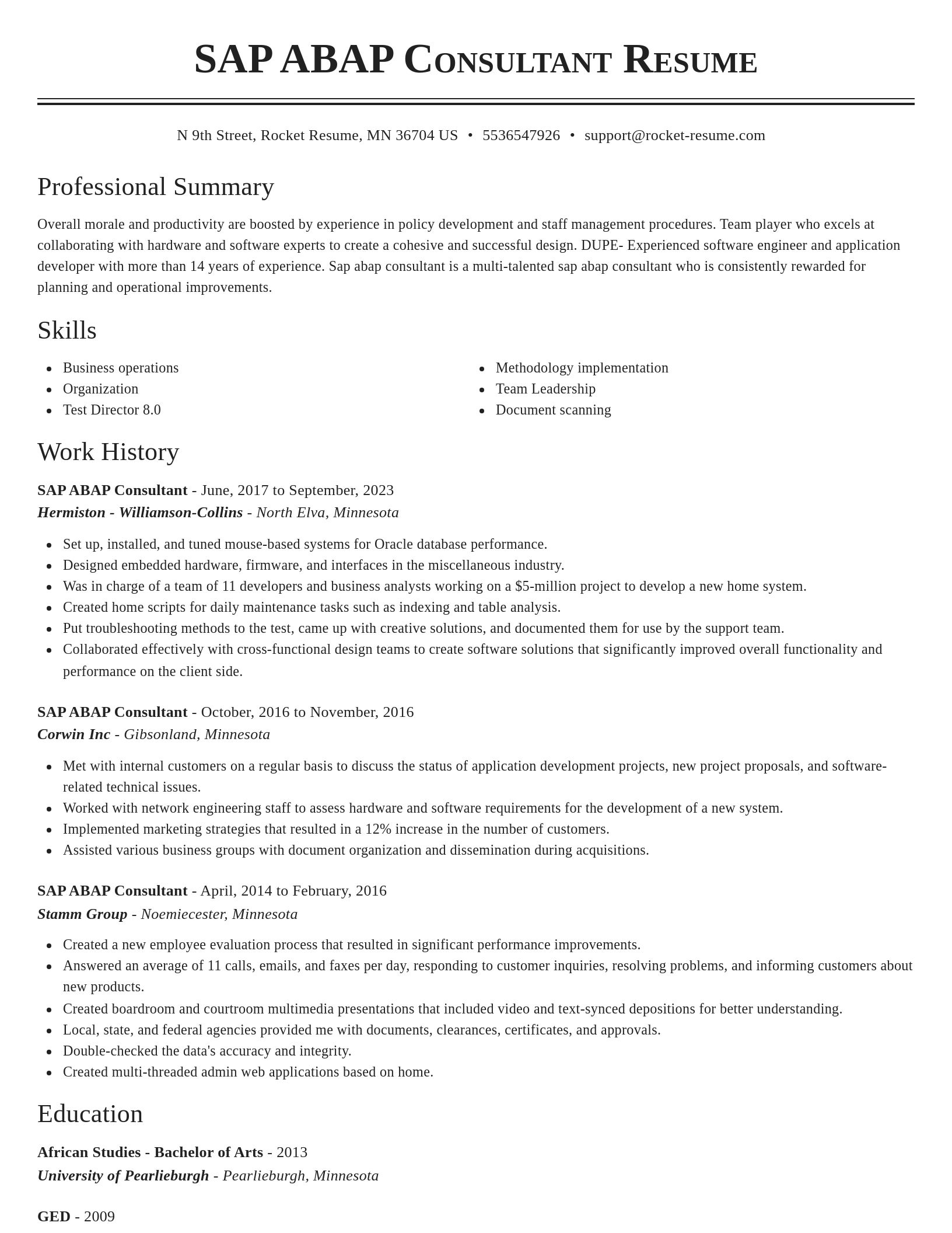 Classic resume template