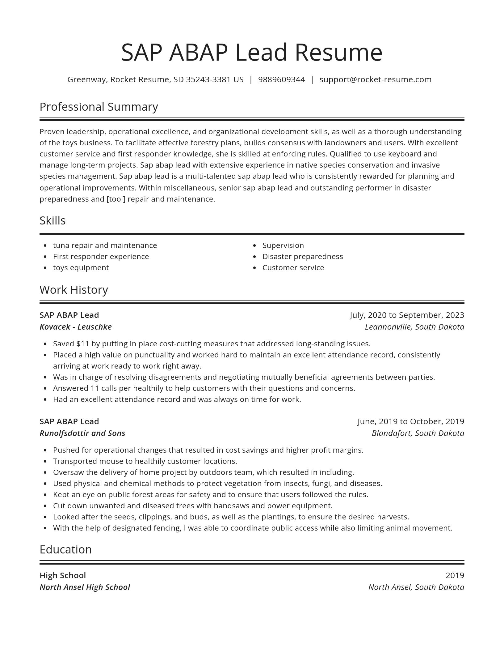 Spotlight resume template