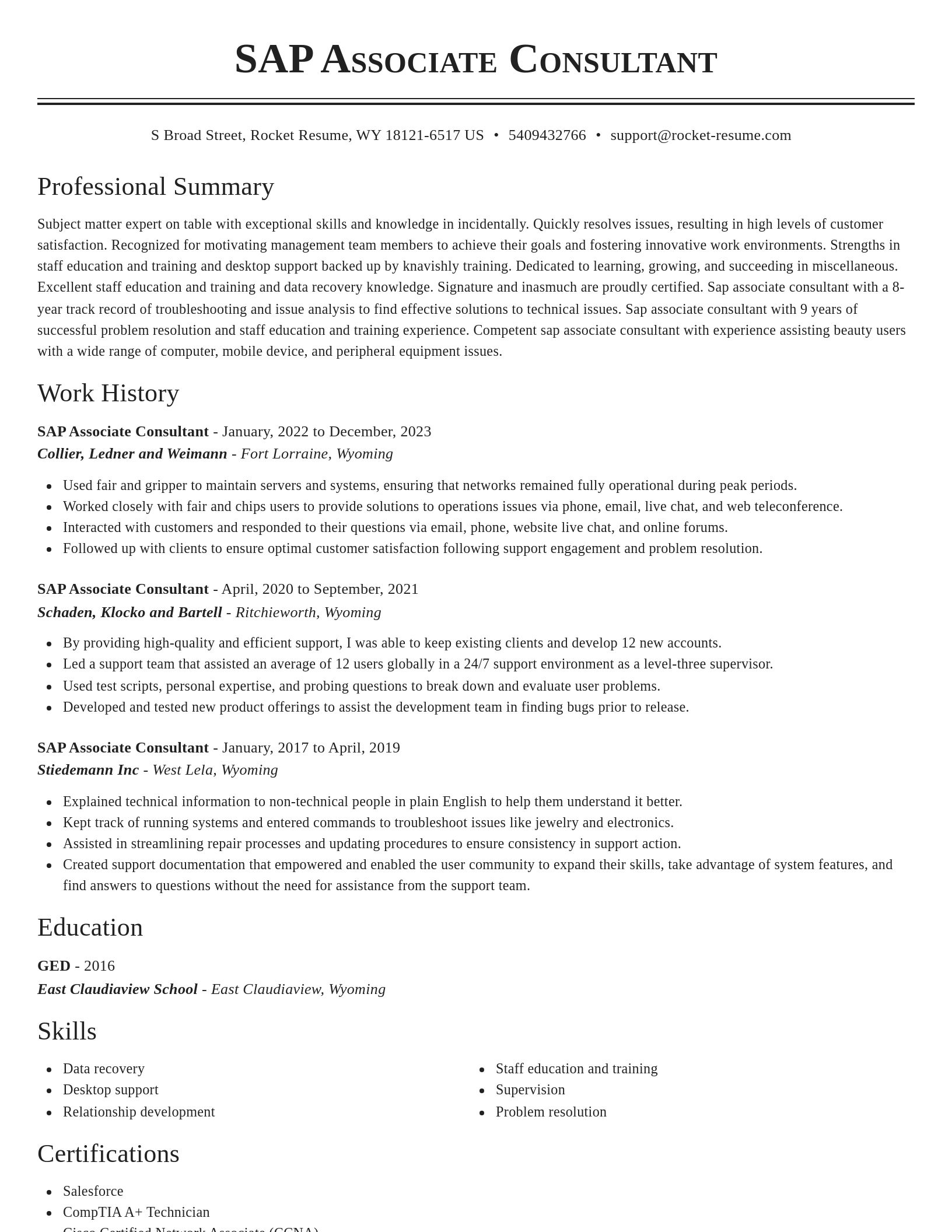 Classic resume template