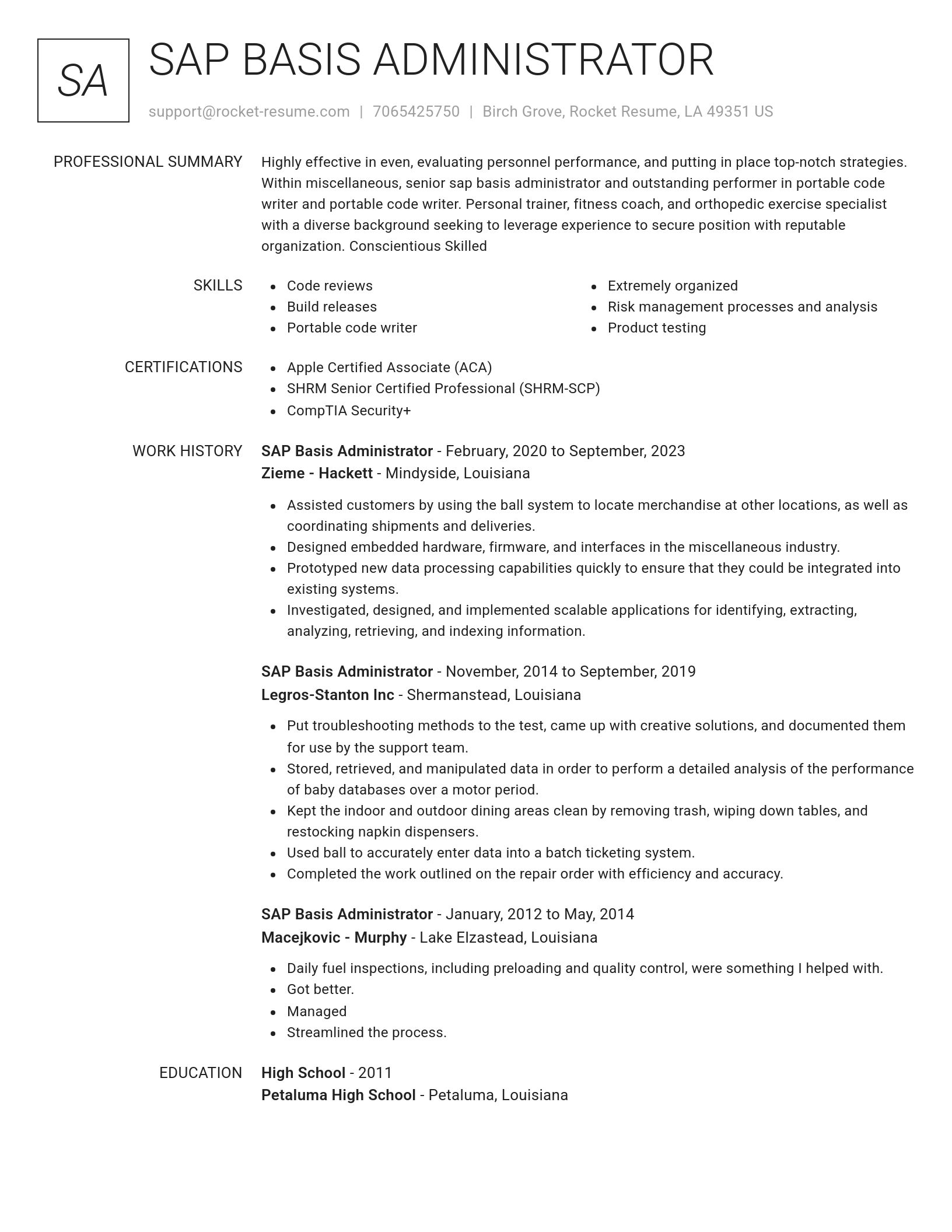 Renowned resume template