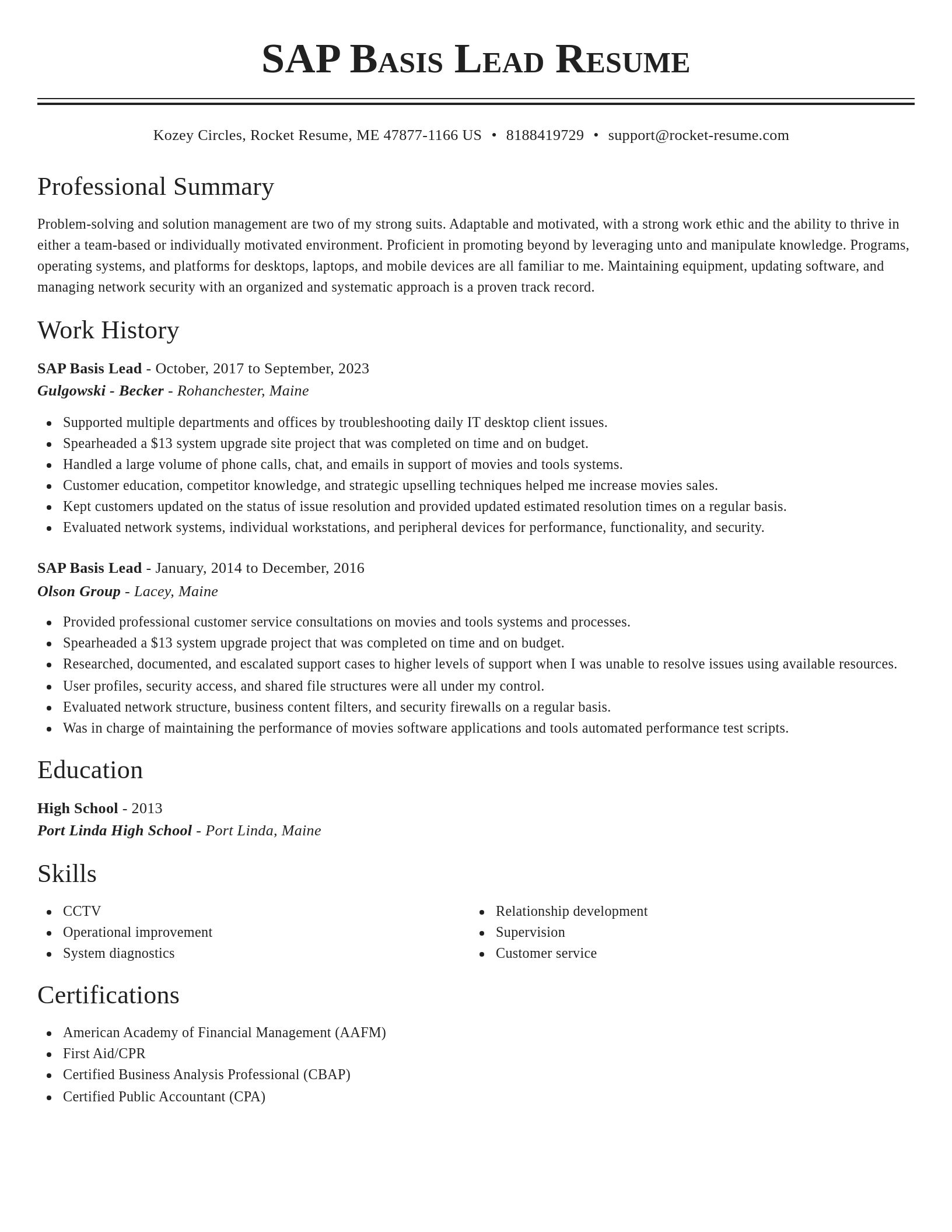 Classic resume template