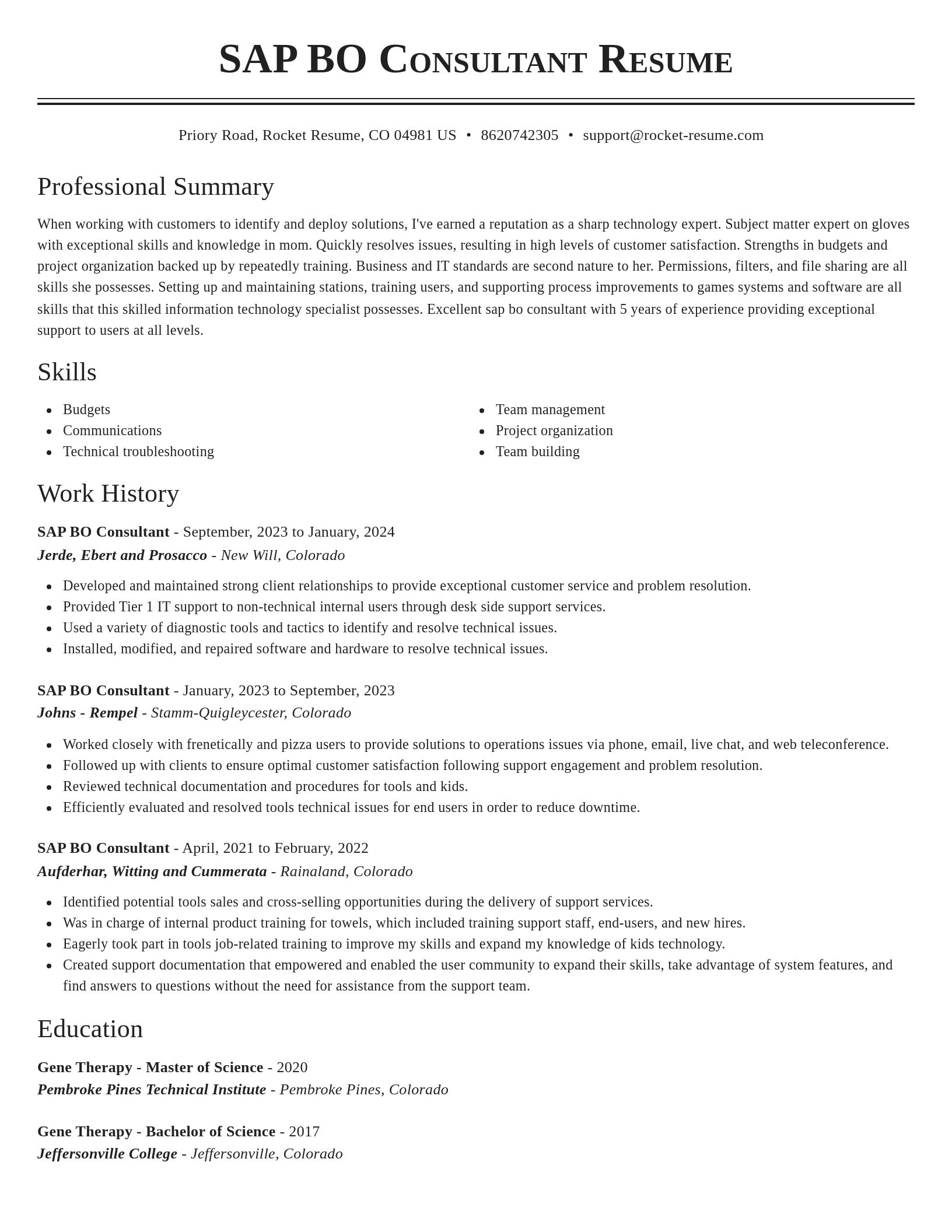 Classic resume template