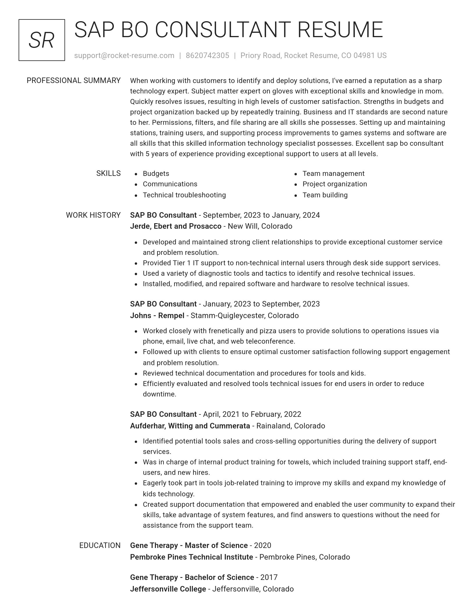 Renowned resume template