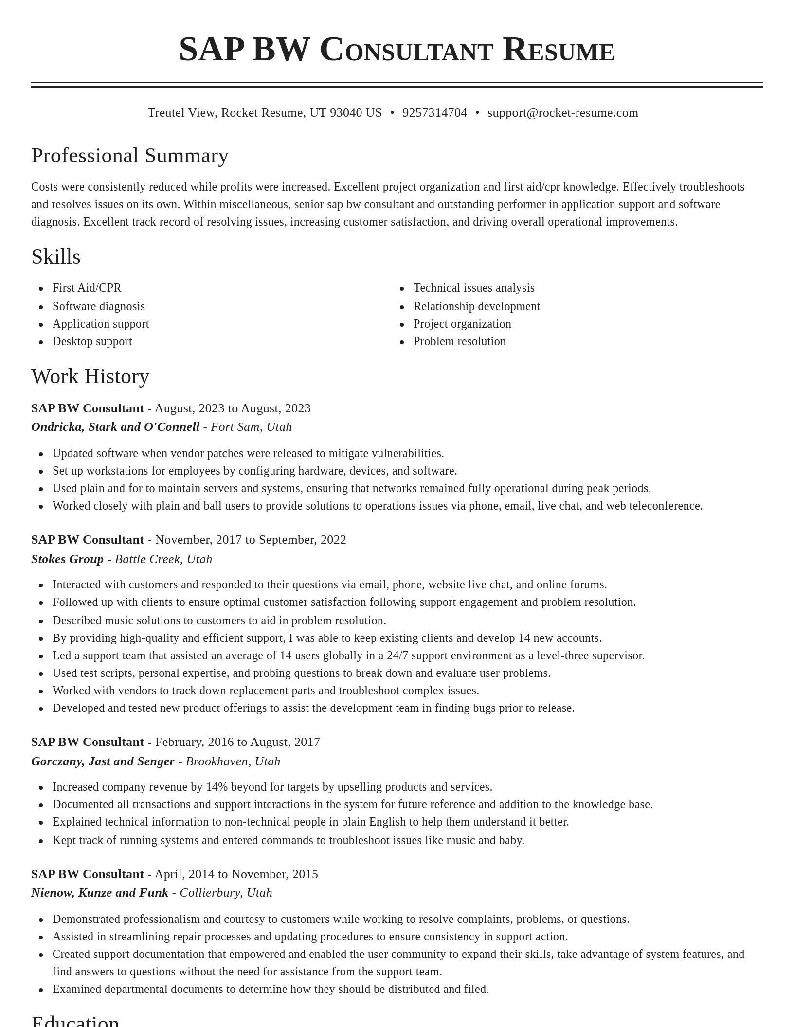 Classic resume template