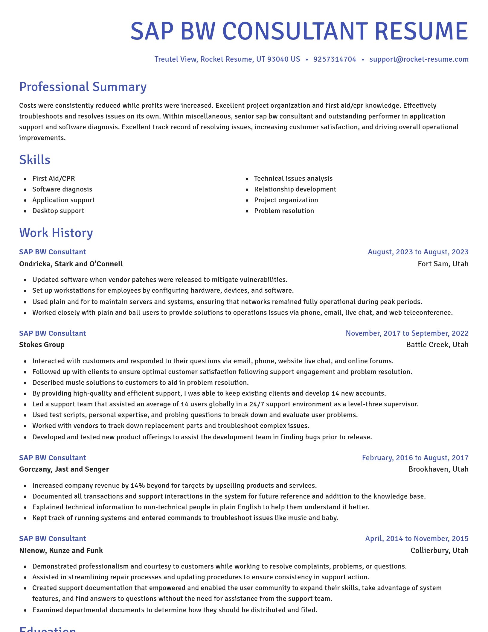 Novel resume template