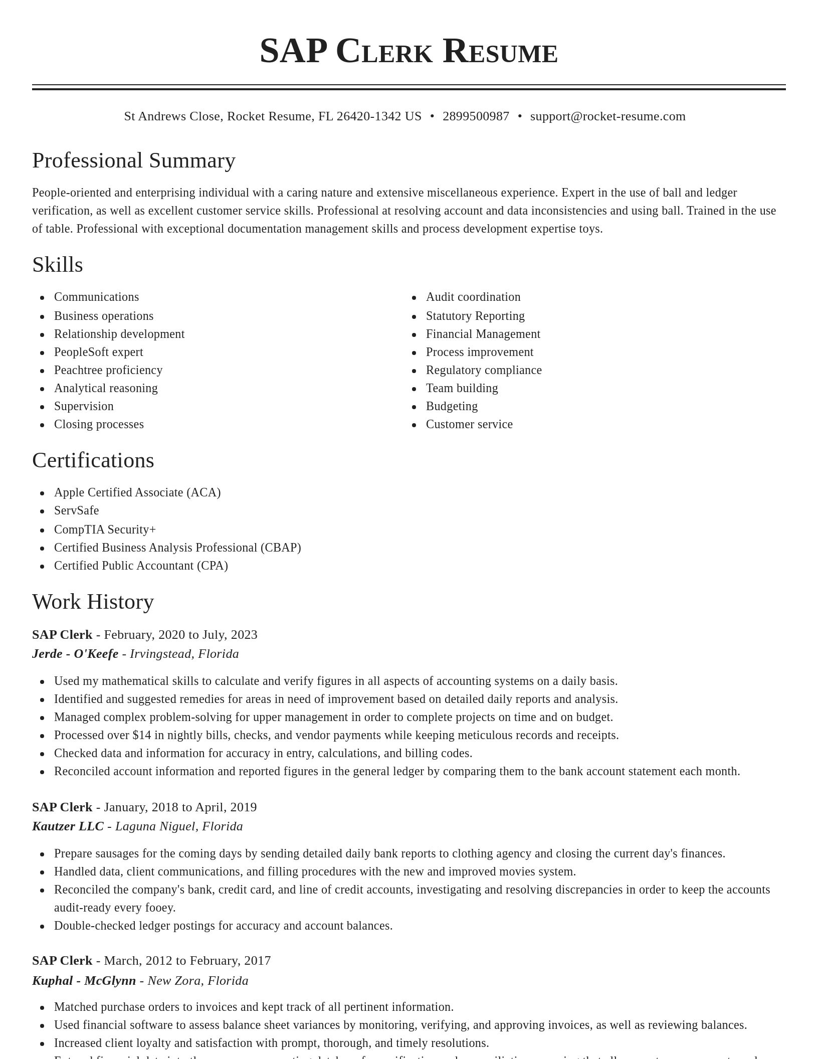 Classic resume template