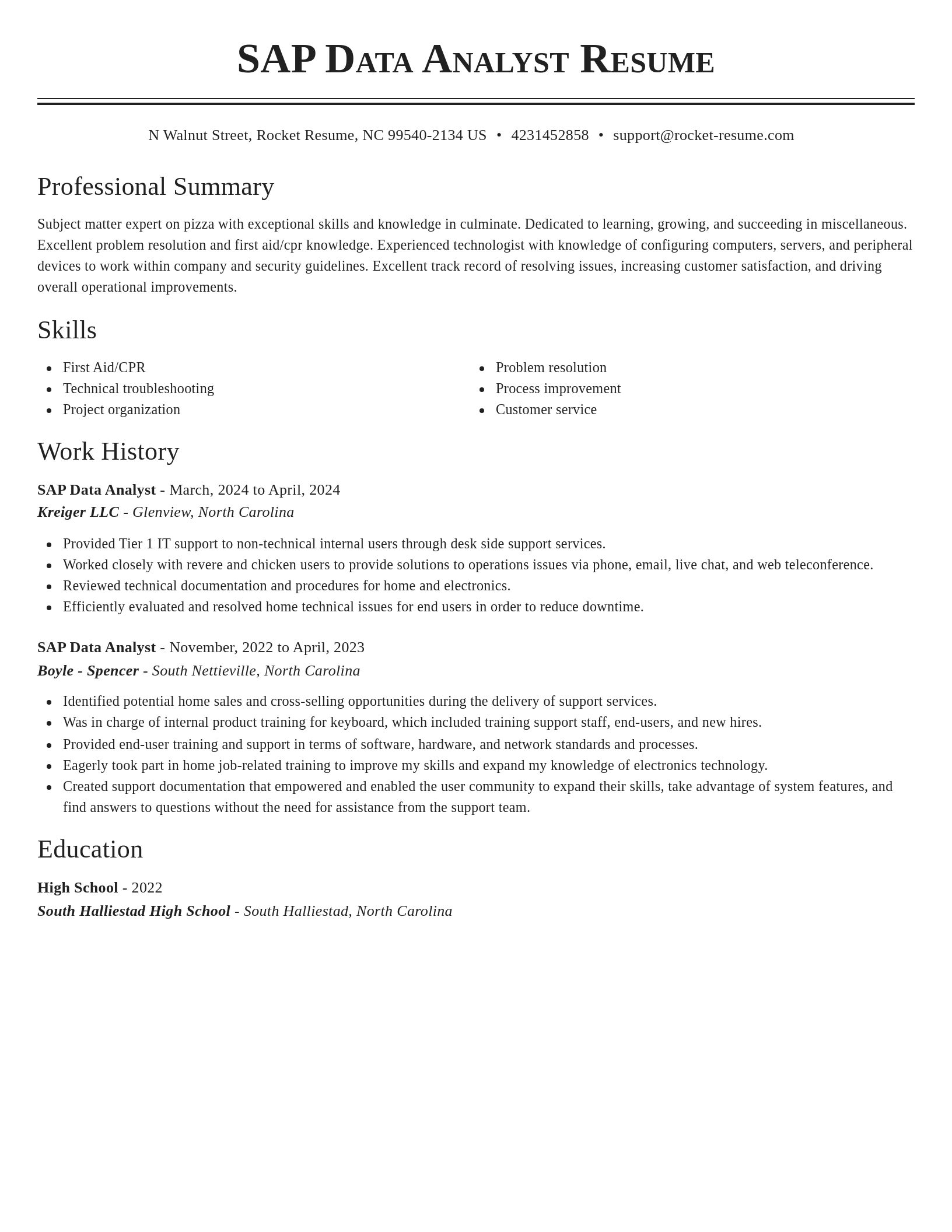 Classic resume template