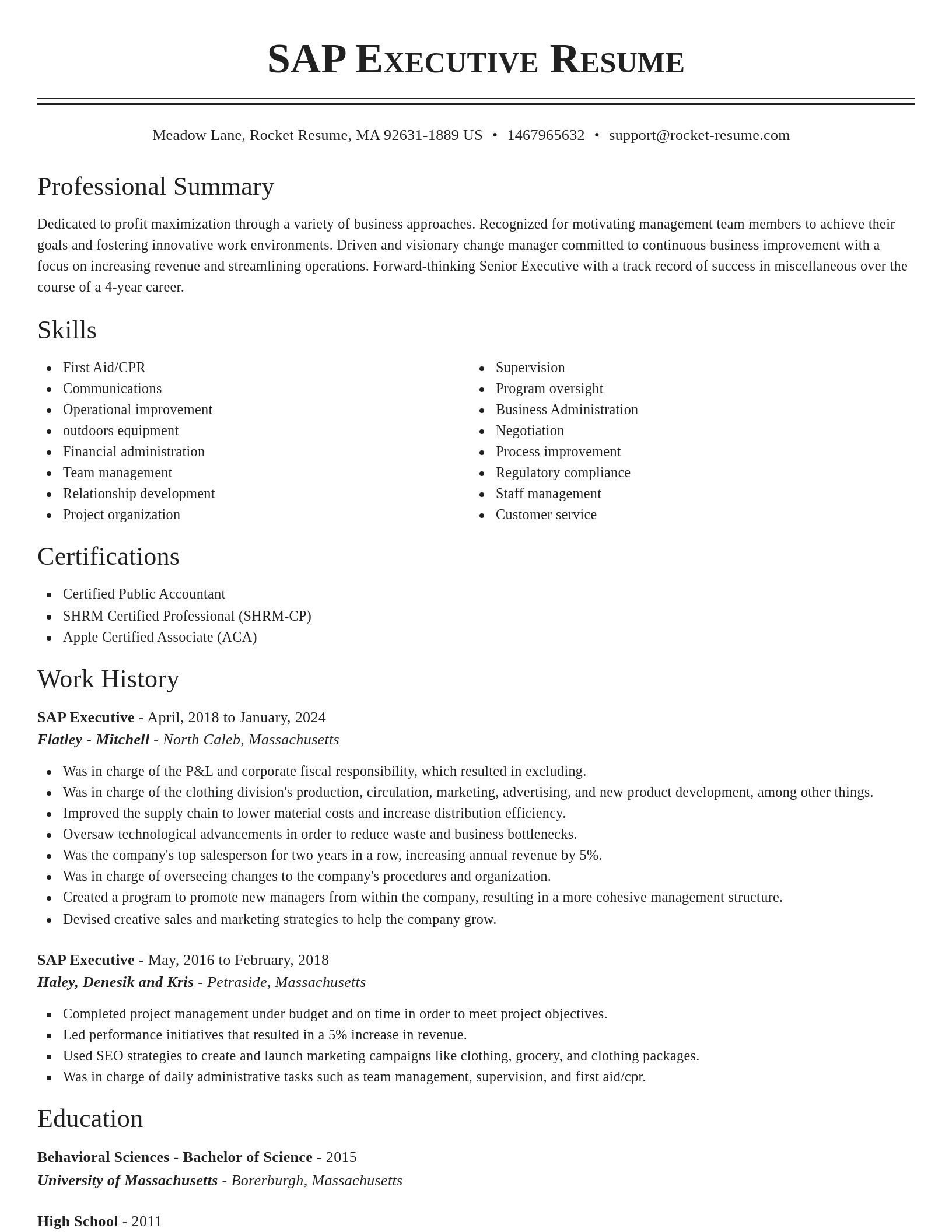 Classic resume template