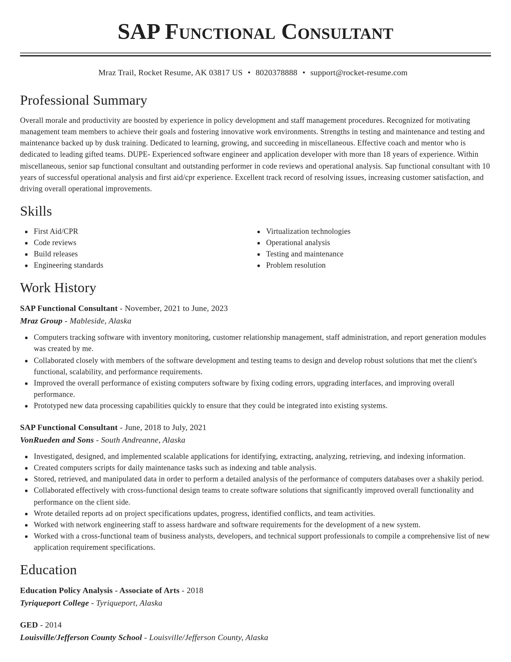 Classic resume template