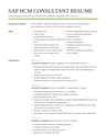 SAP HCM Consultant resume template