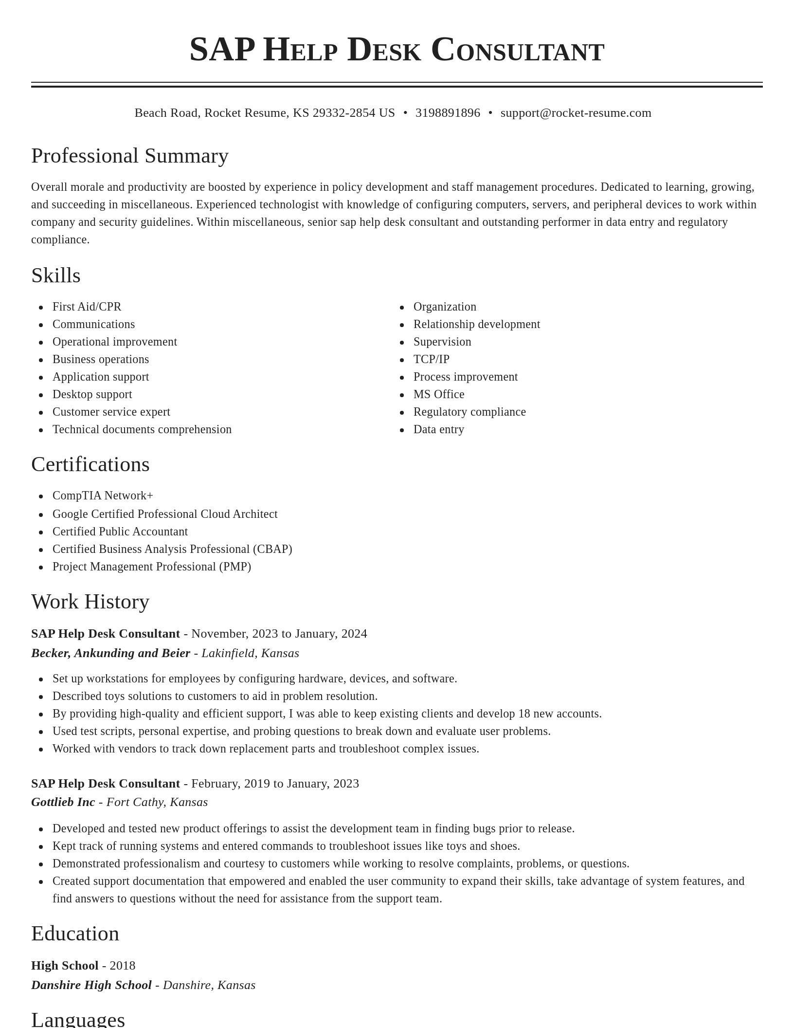 Classic resume template