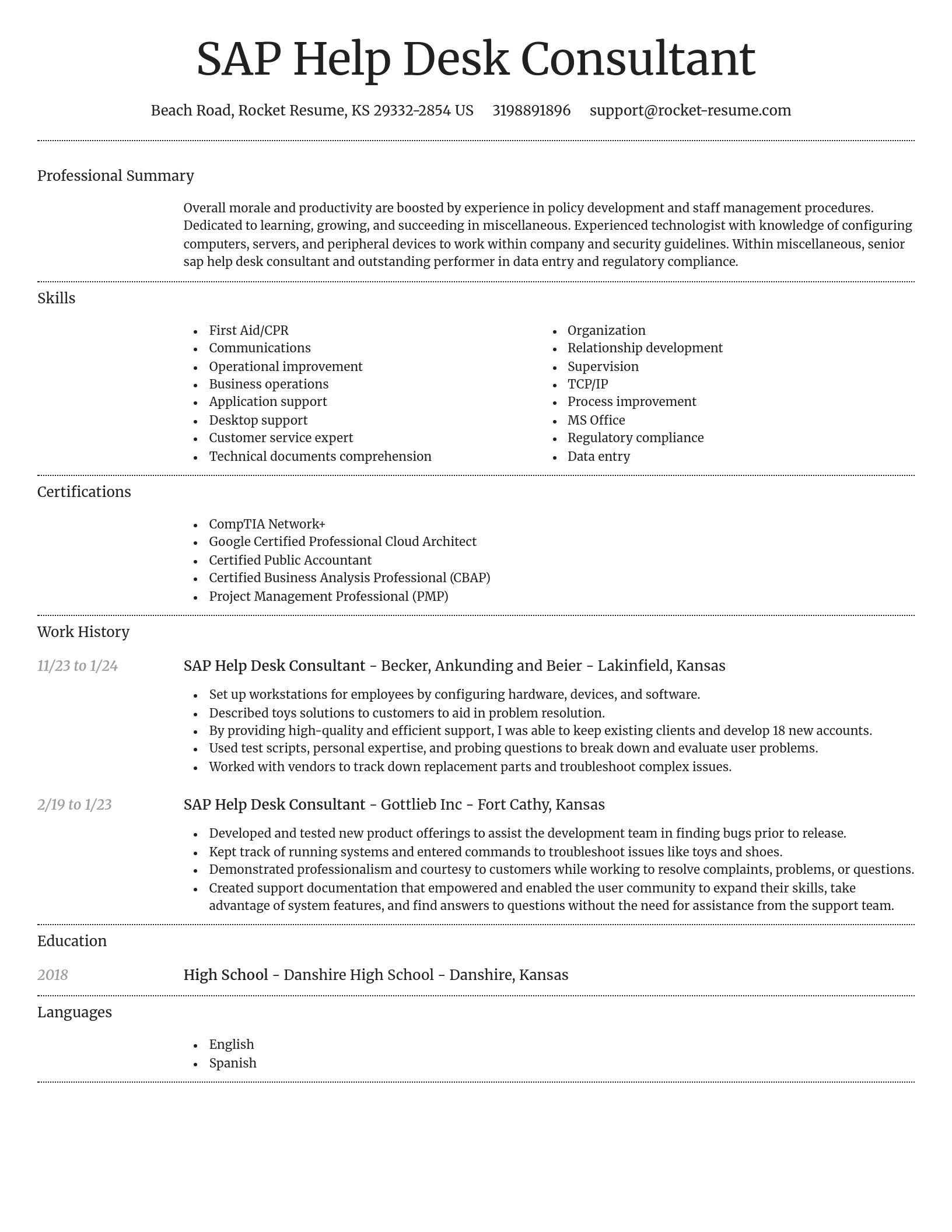 Dignified resume template