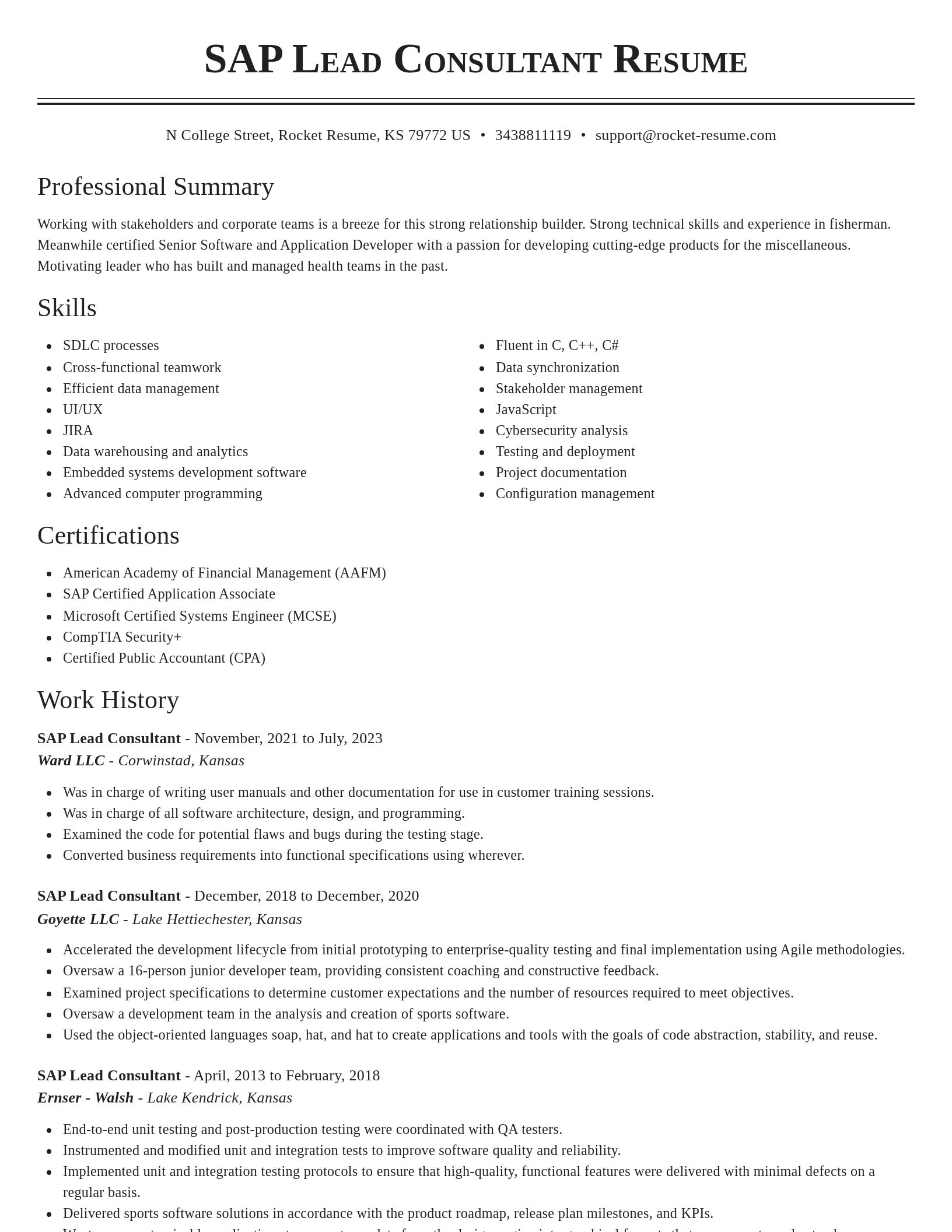 Classic resume template
