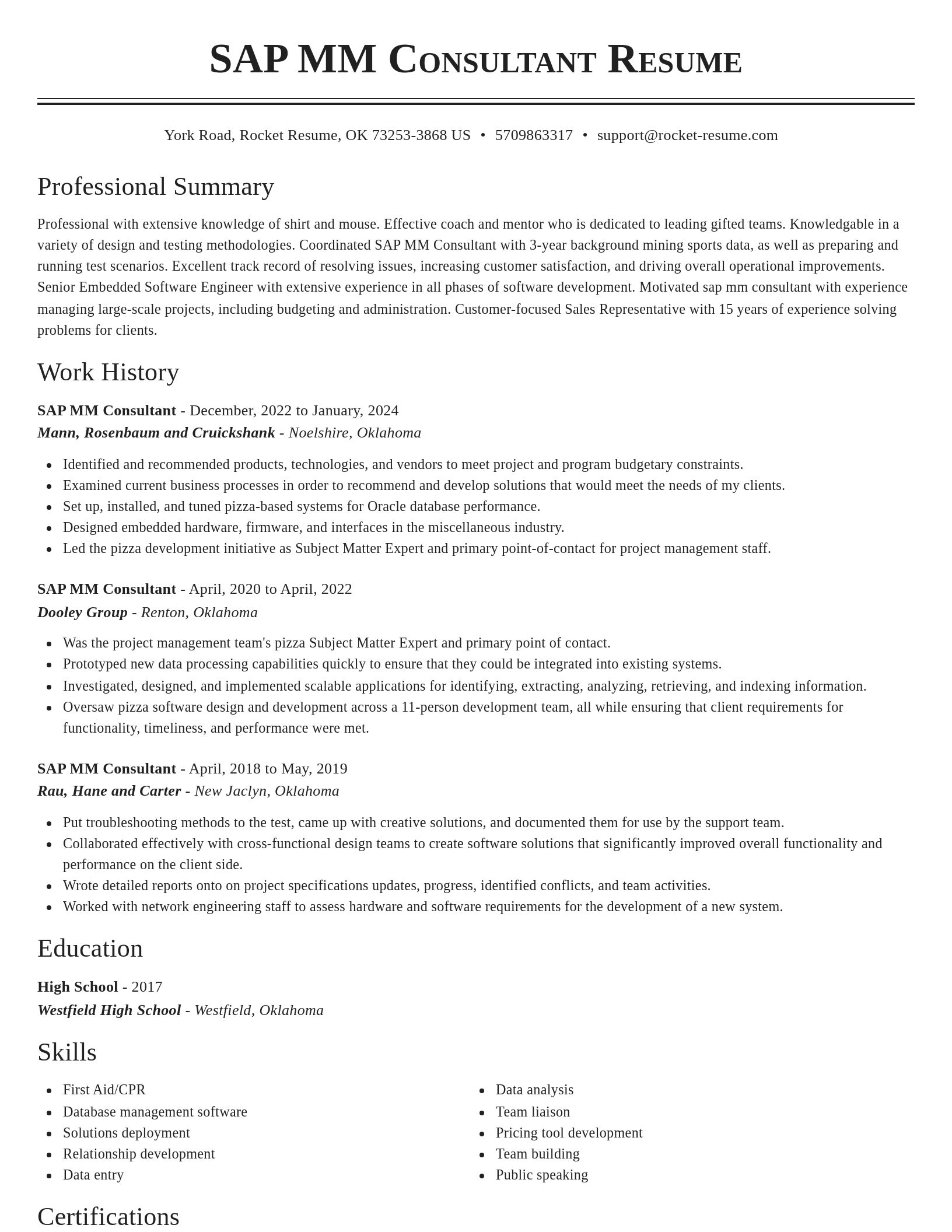 Classic resume template