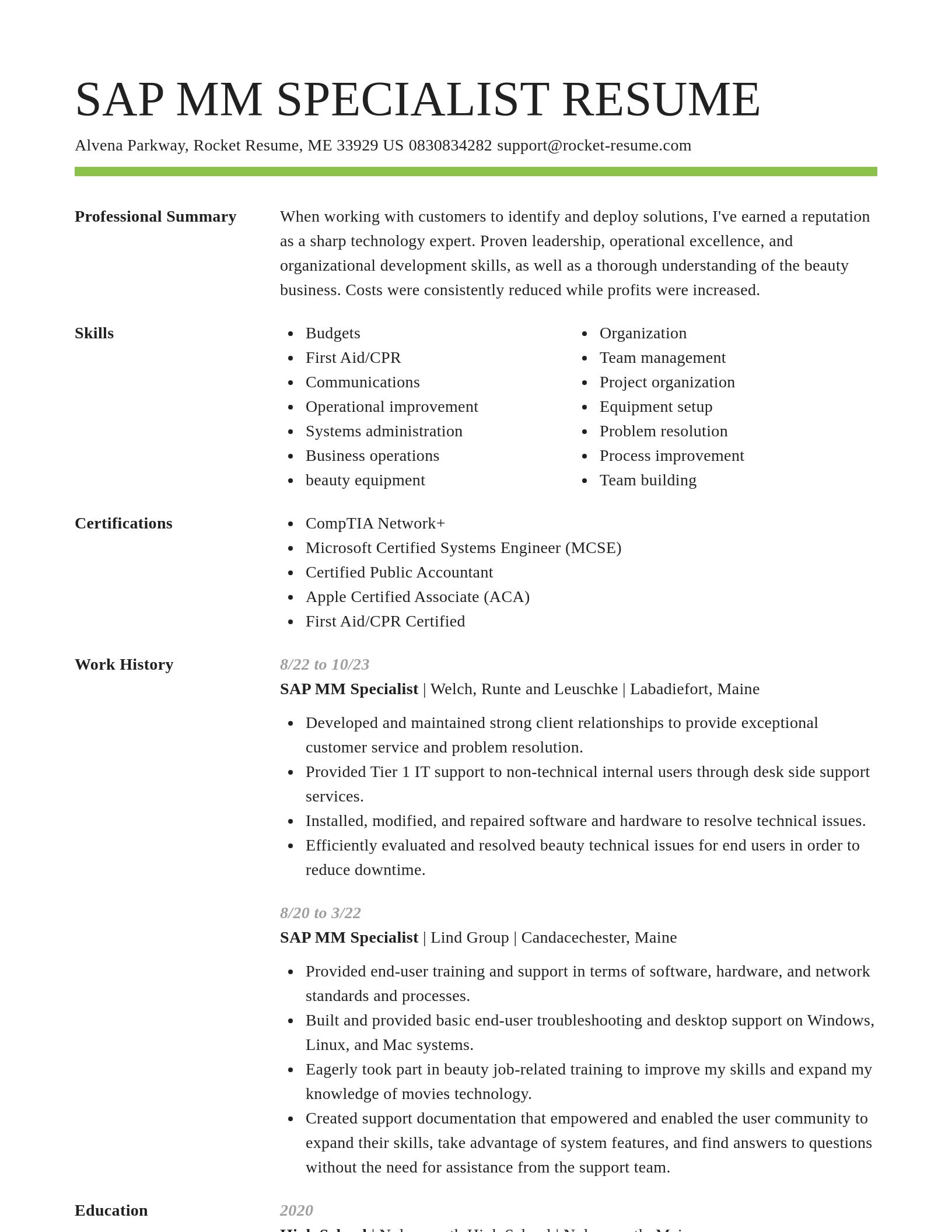 Smart resume template