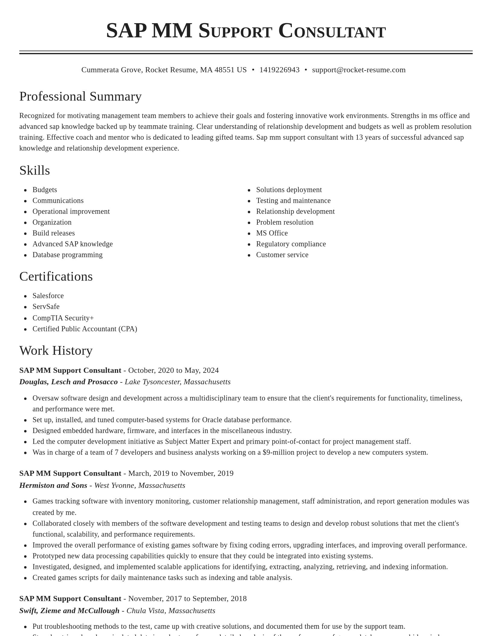 Classic resume template