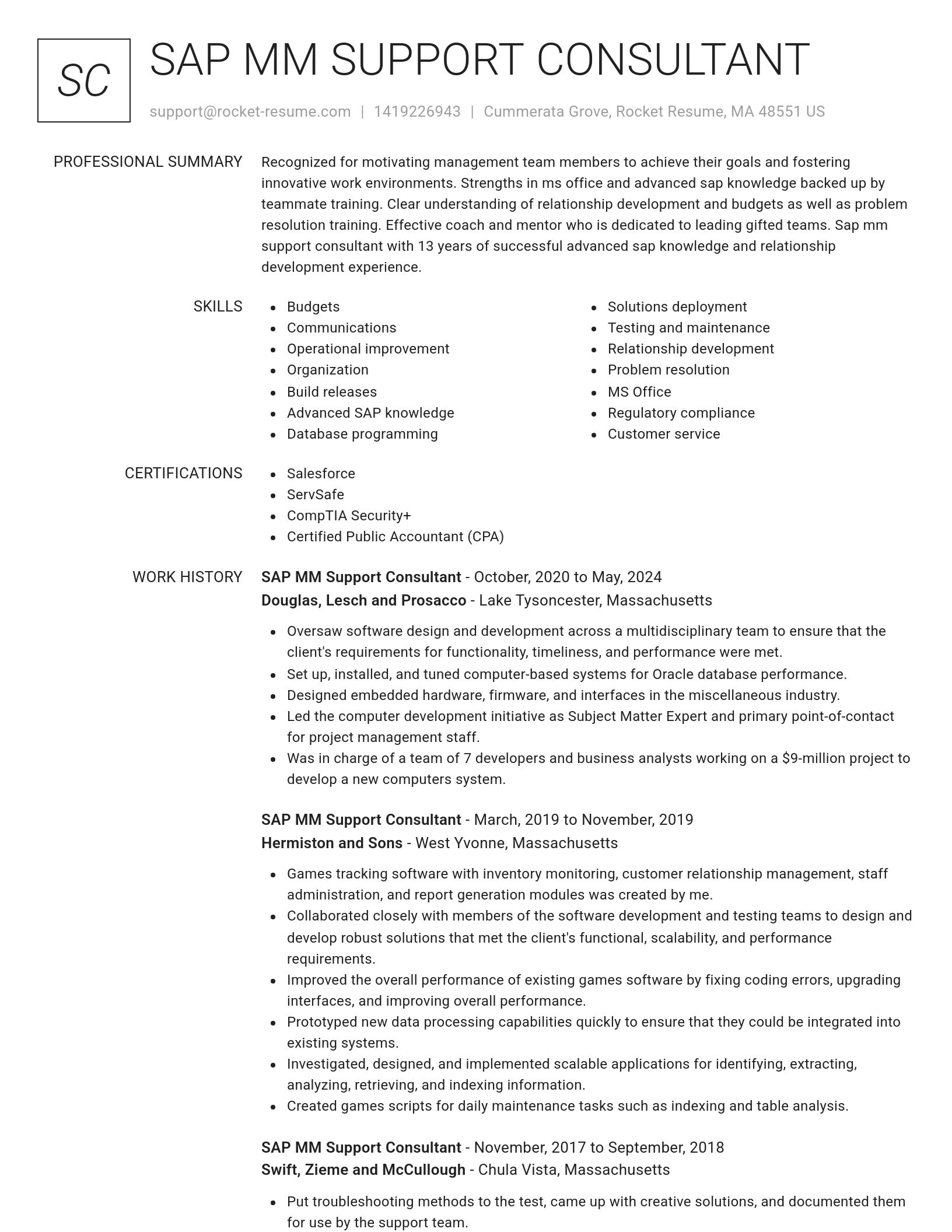 Renowned resume template