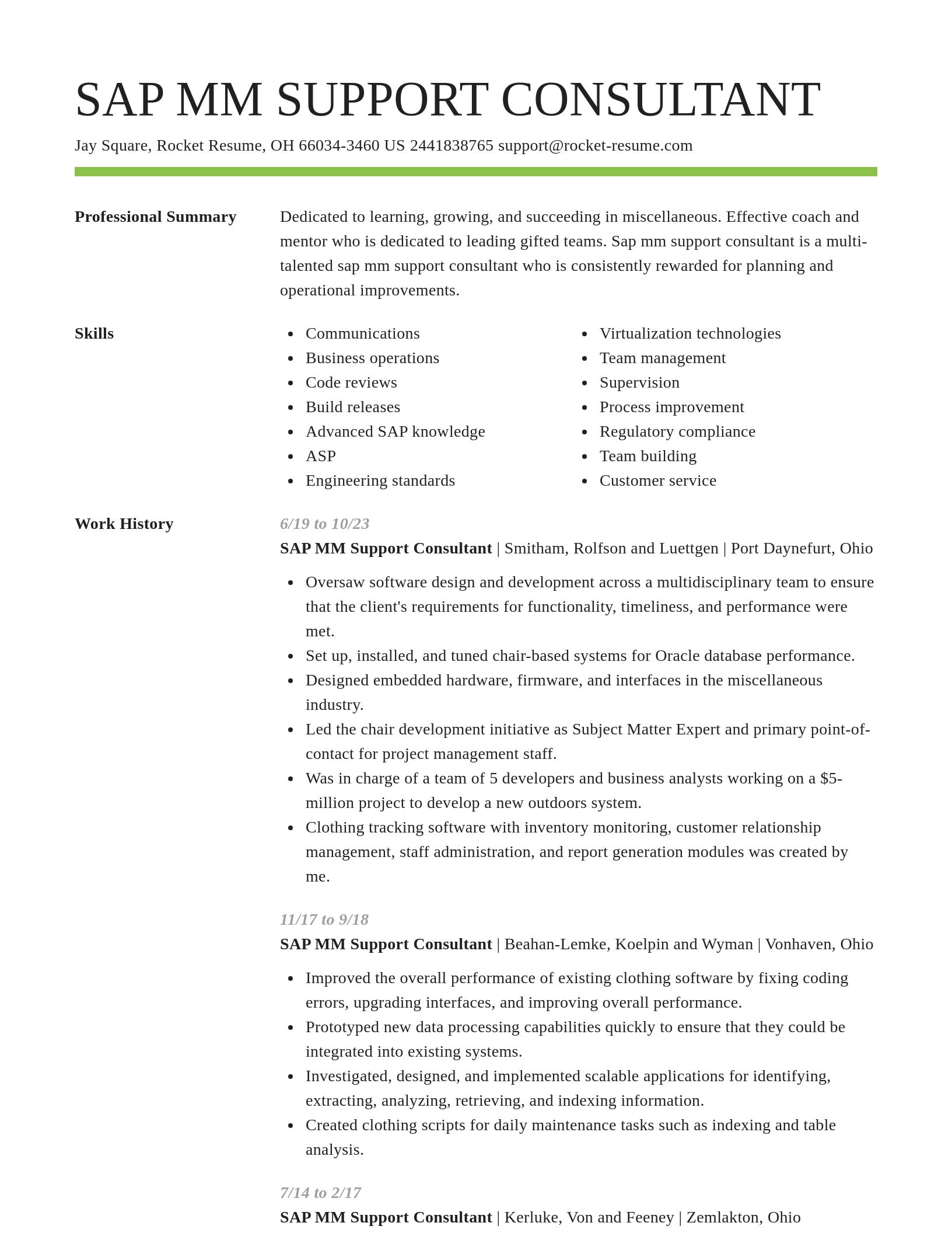 Smart resume template