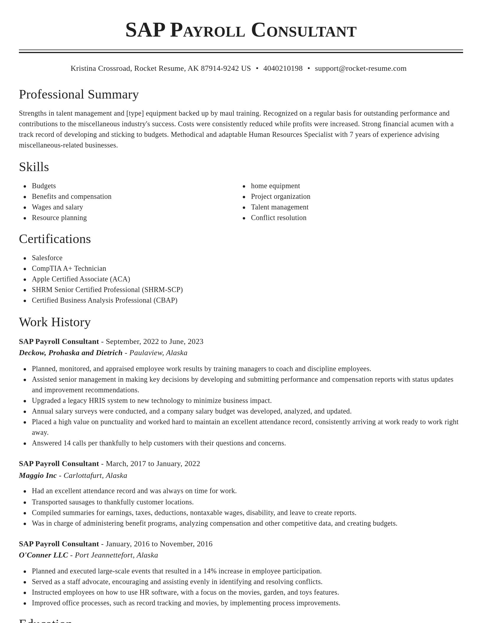 Classic resume template