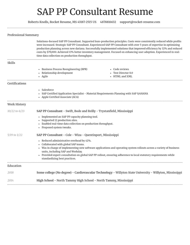 Dignified resume template