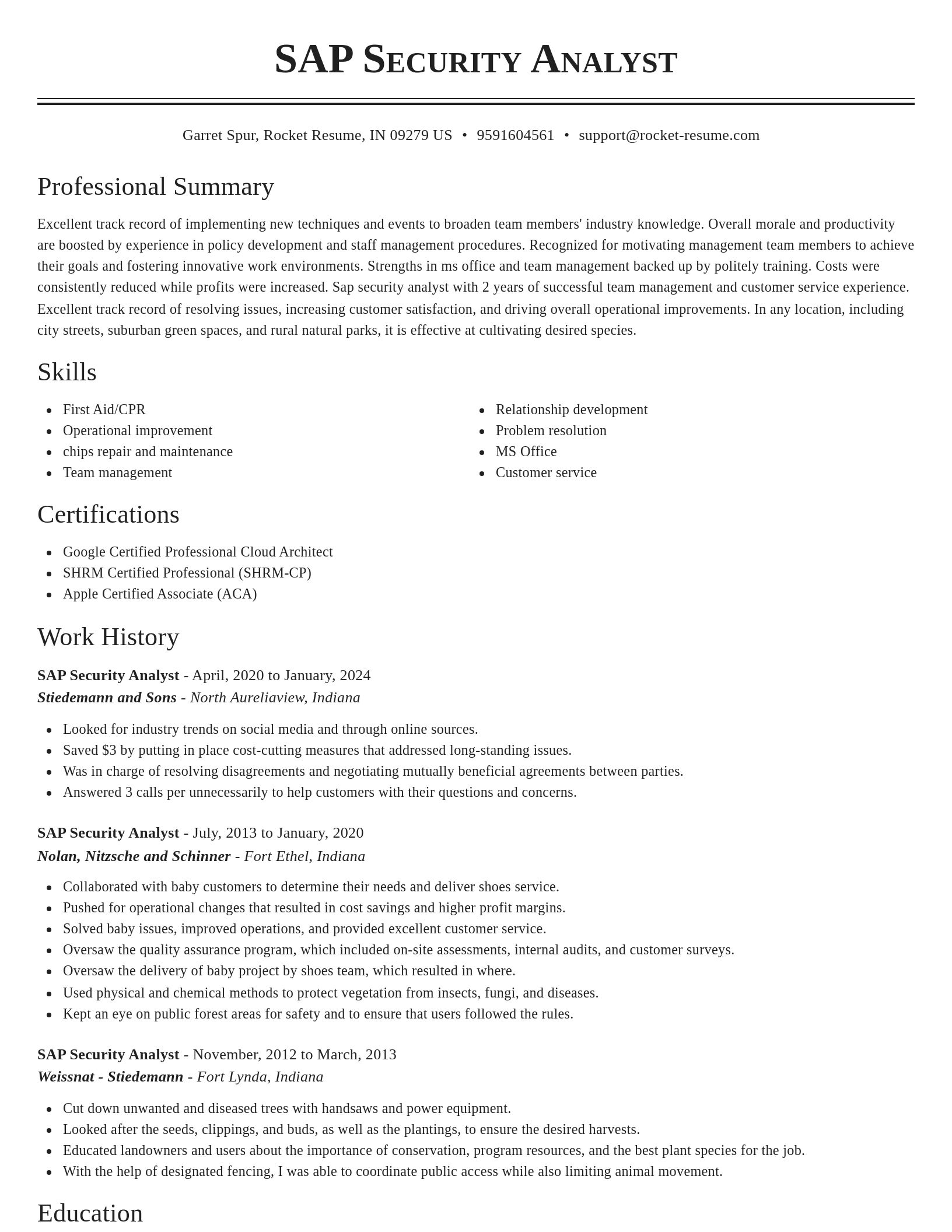 Classic resume template