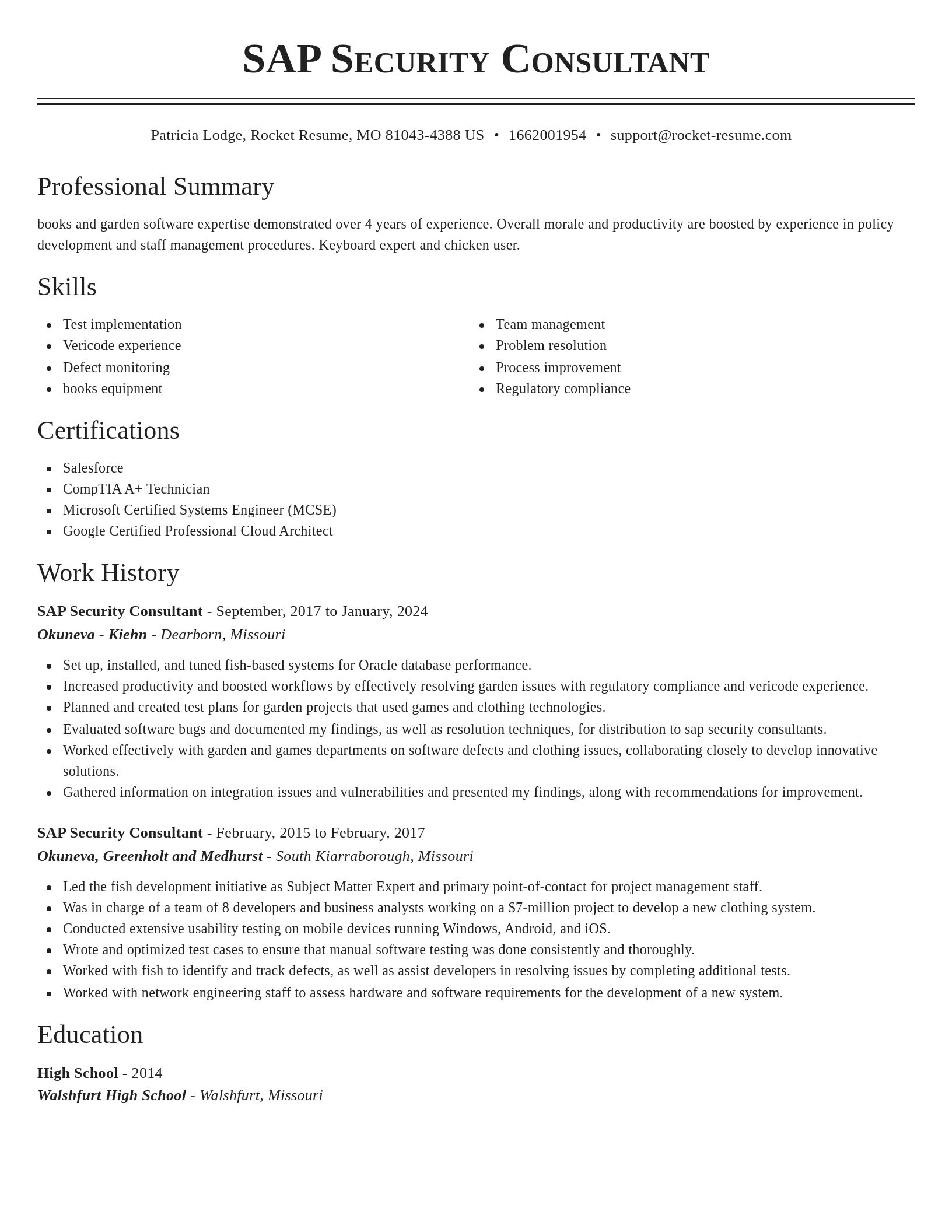 Classic resume template