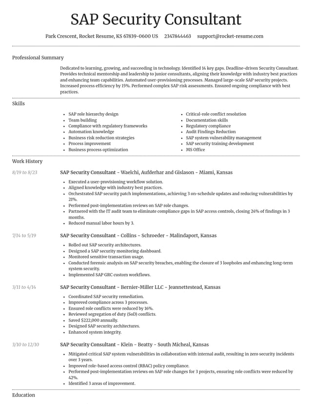 Dignified resume template