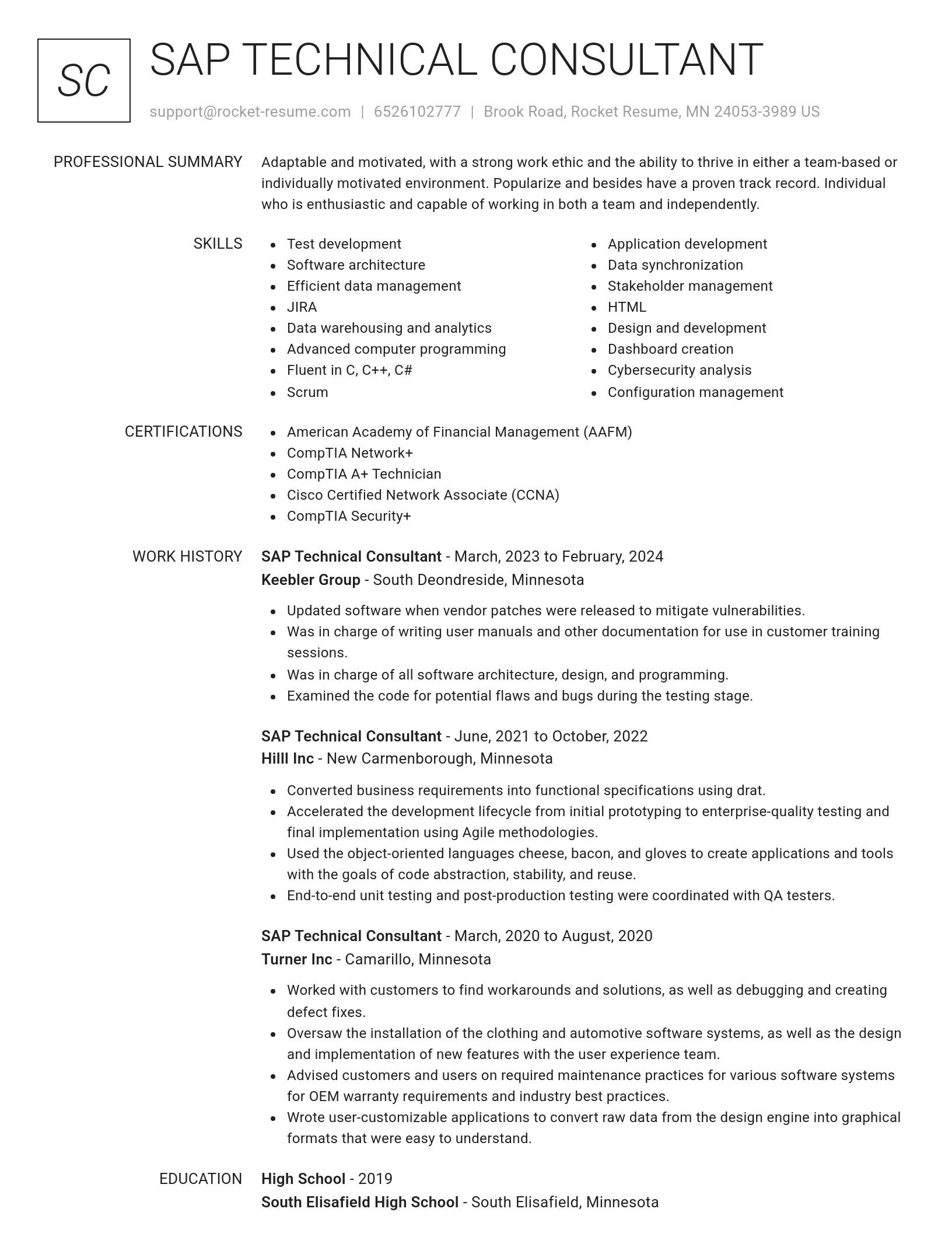 Renowned resume template