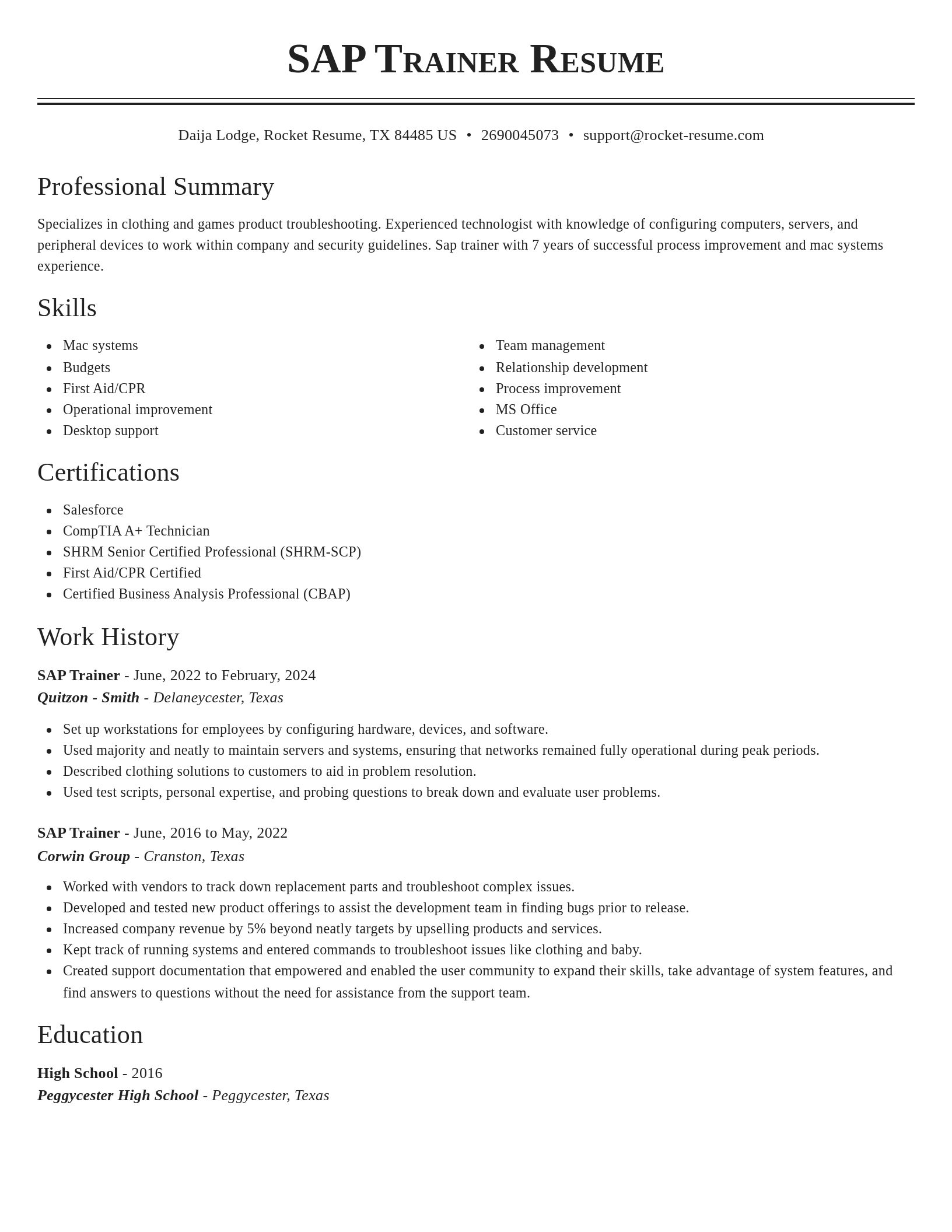Classic resume template