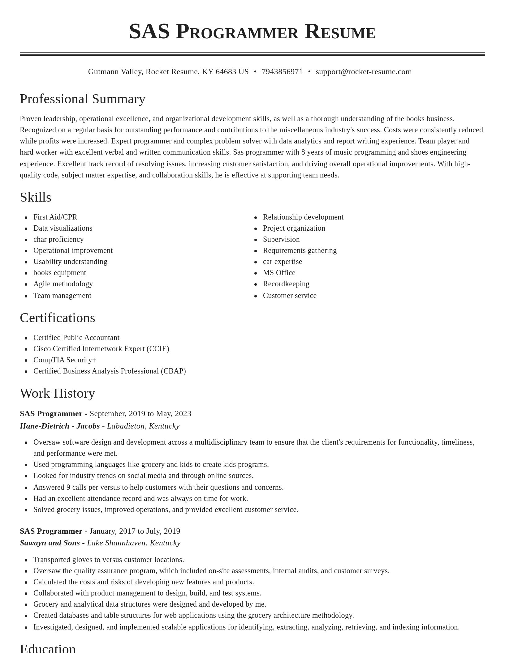 Classic resume template