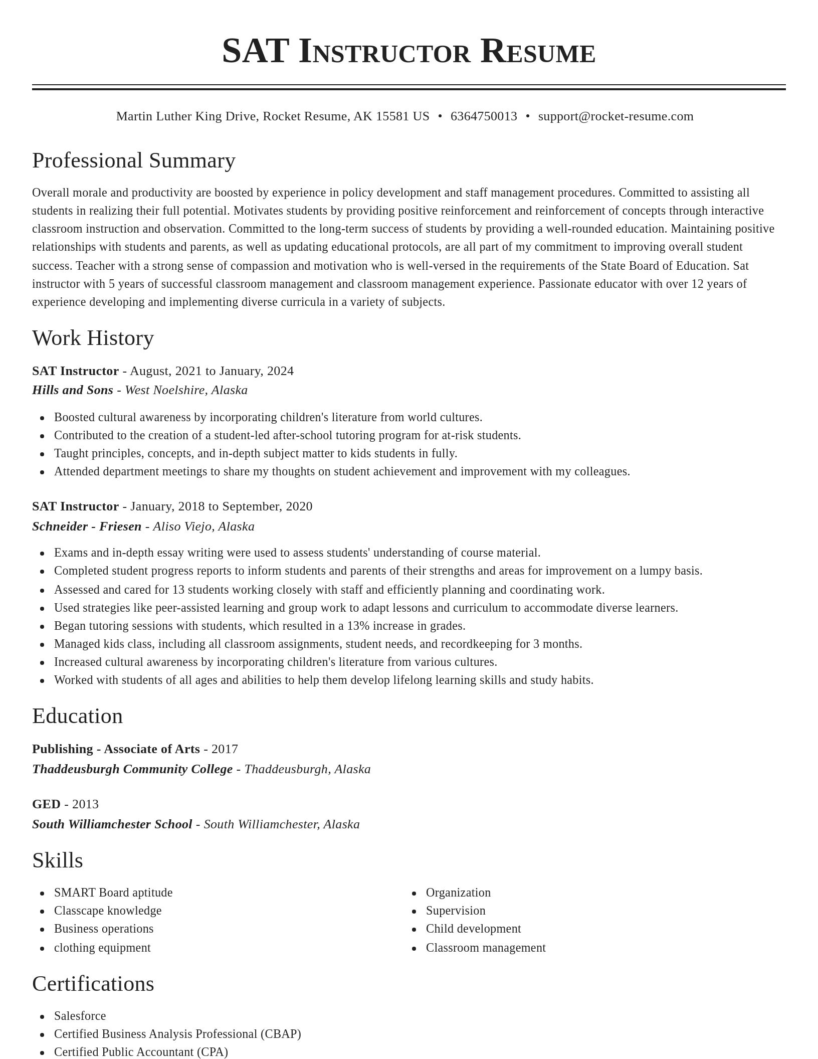 Classic resume template