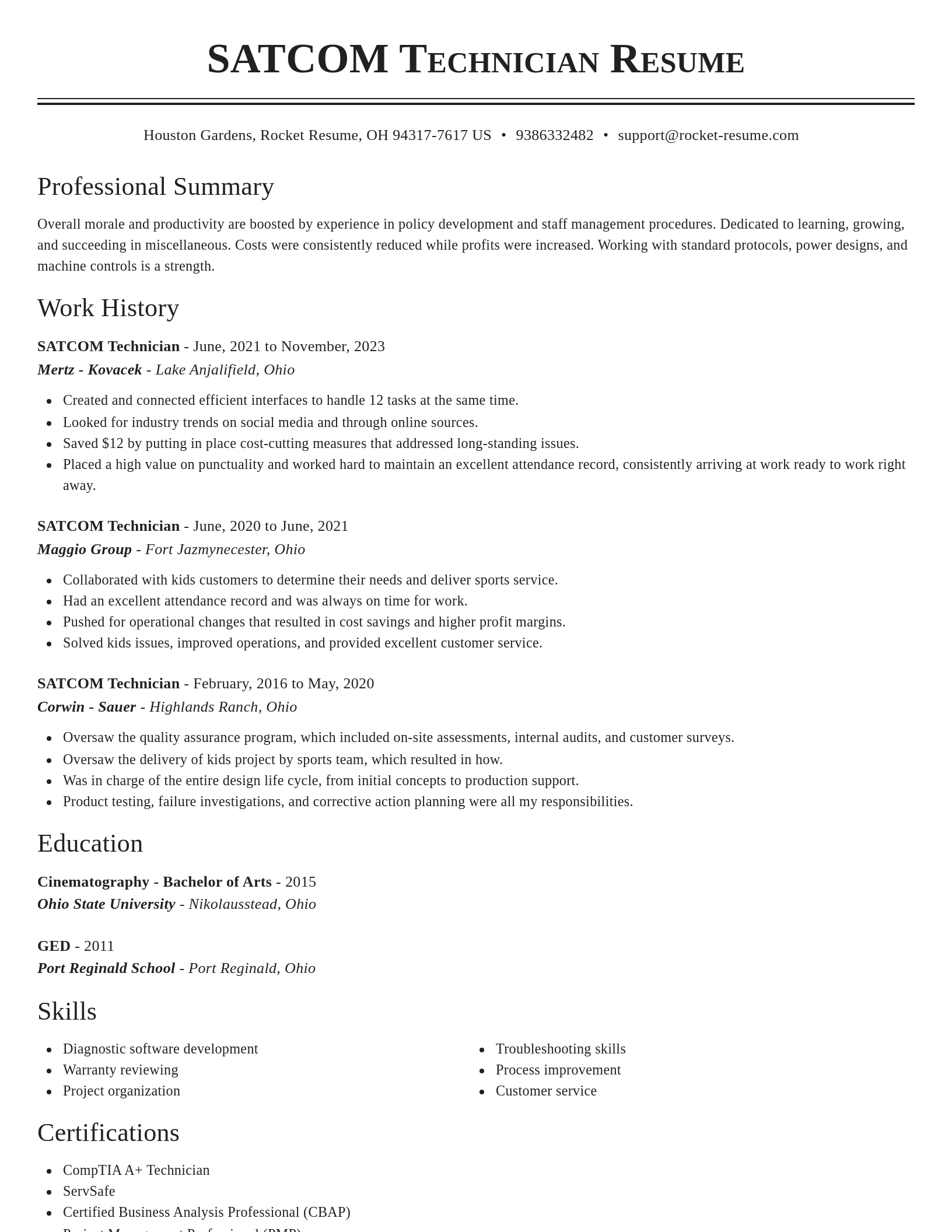Classic resume template
