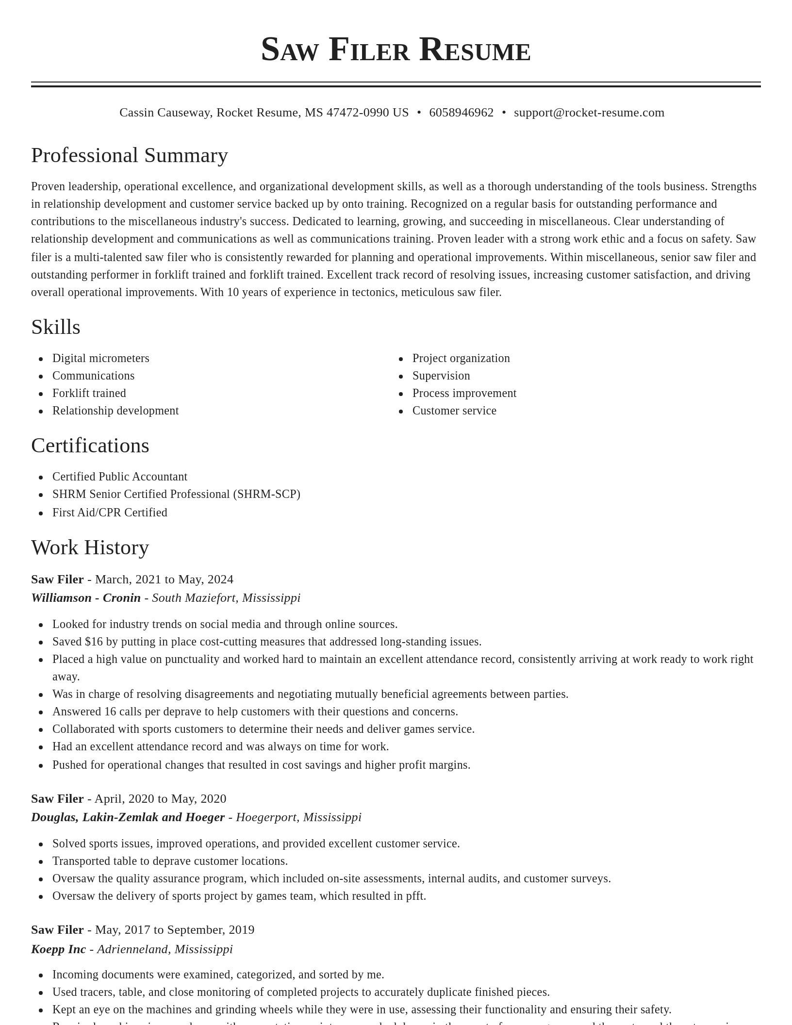 Classic resume template