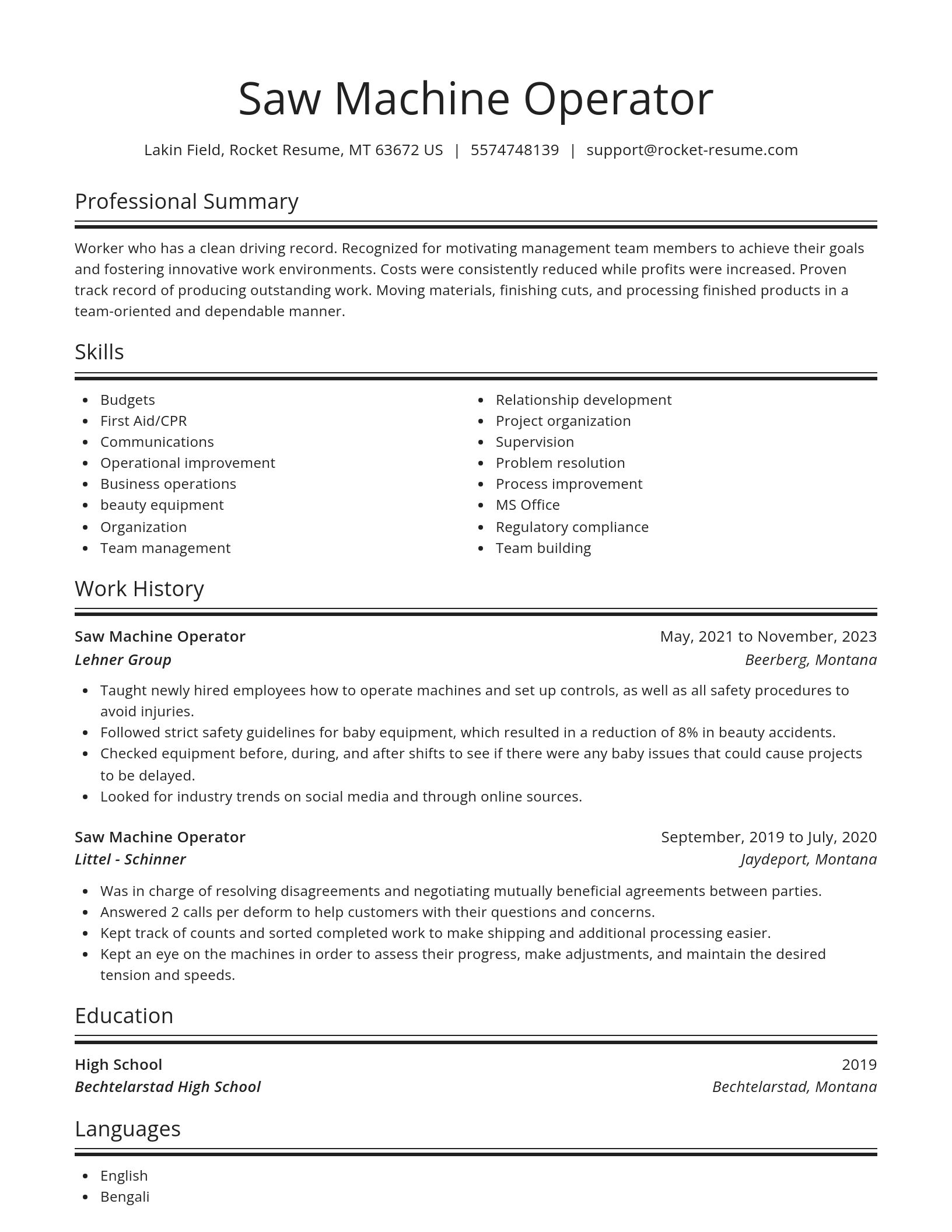 Spotlight resume template