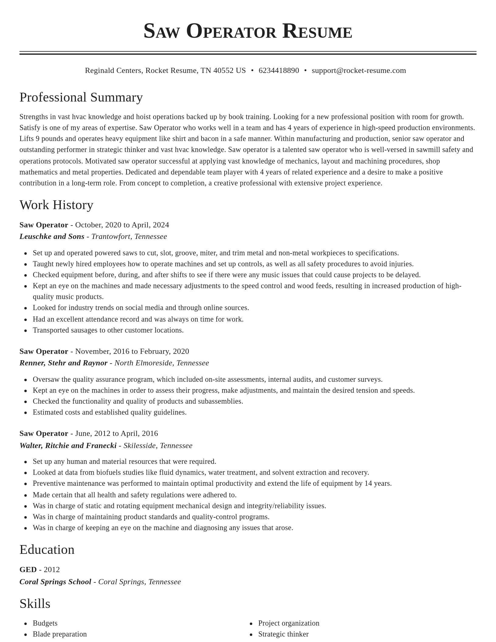 Classic resume template