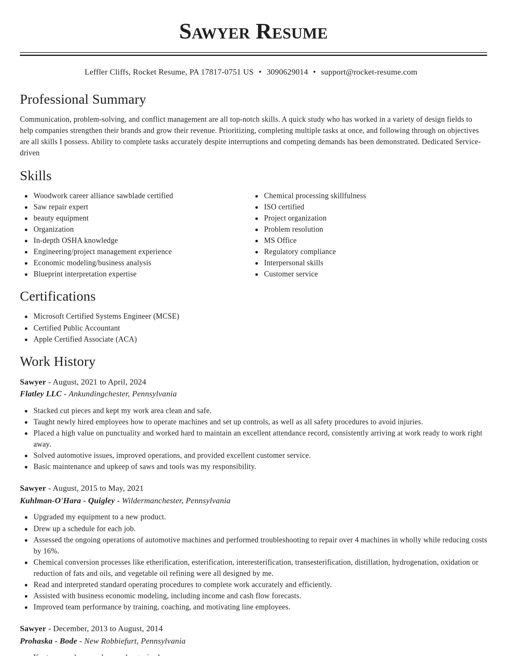 Classic resume template