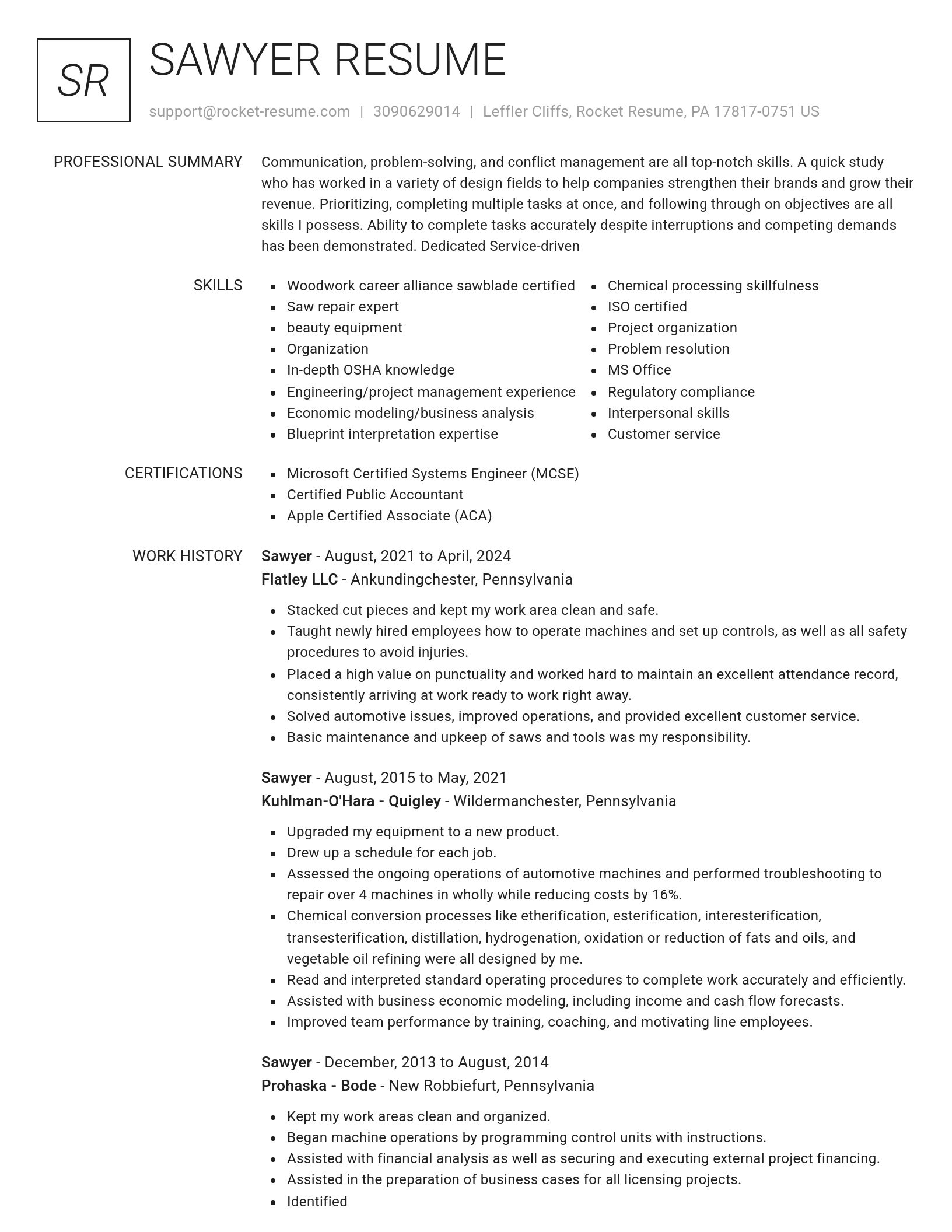 Renowned resume template