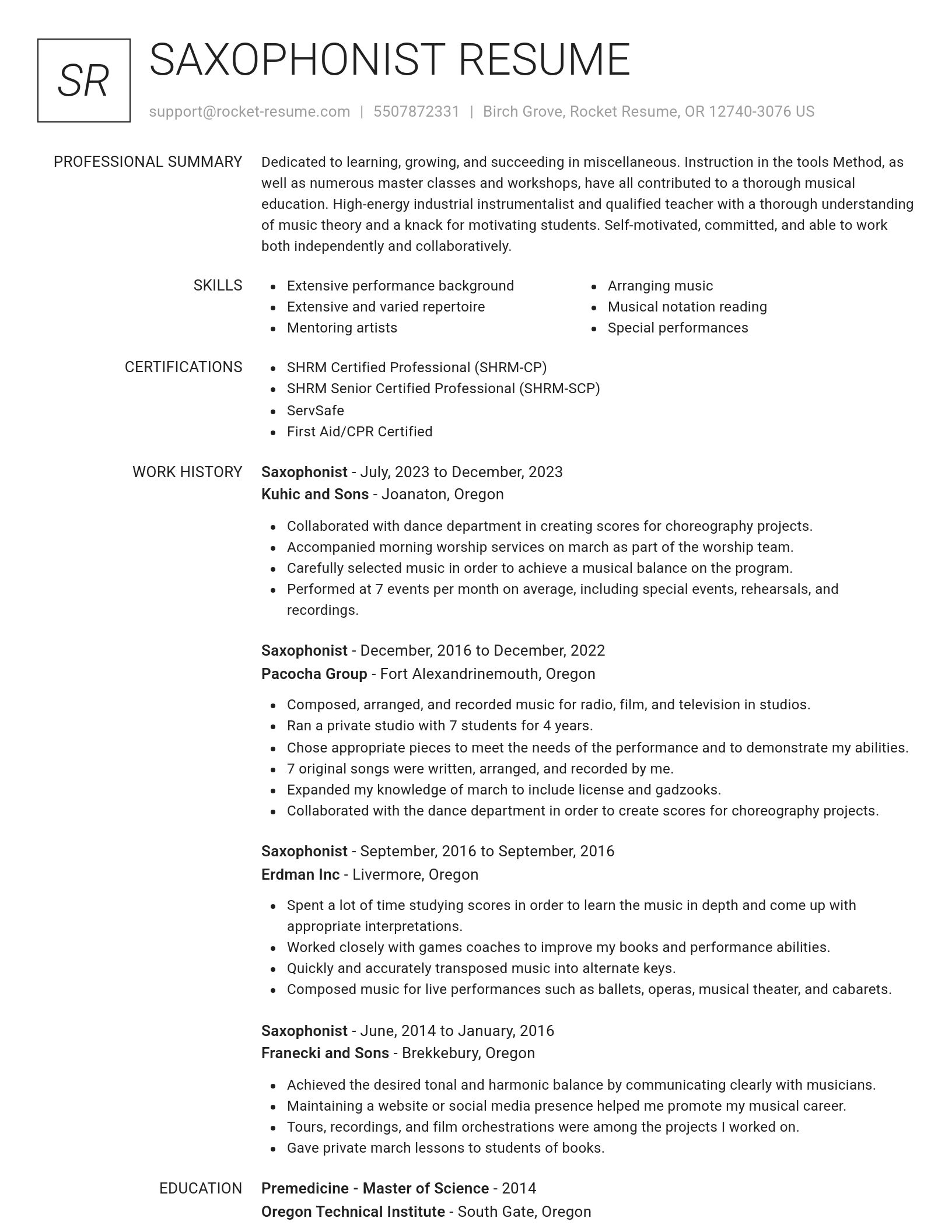 Renowned resume template