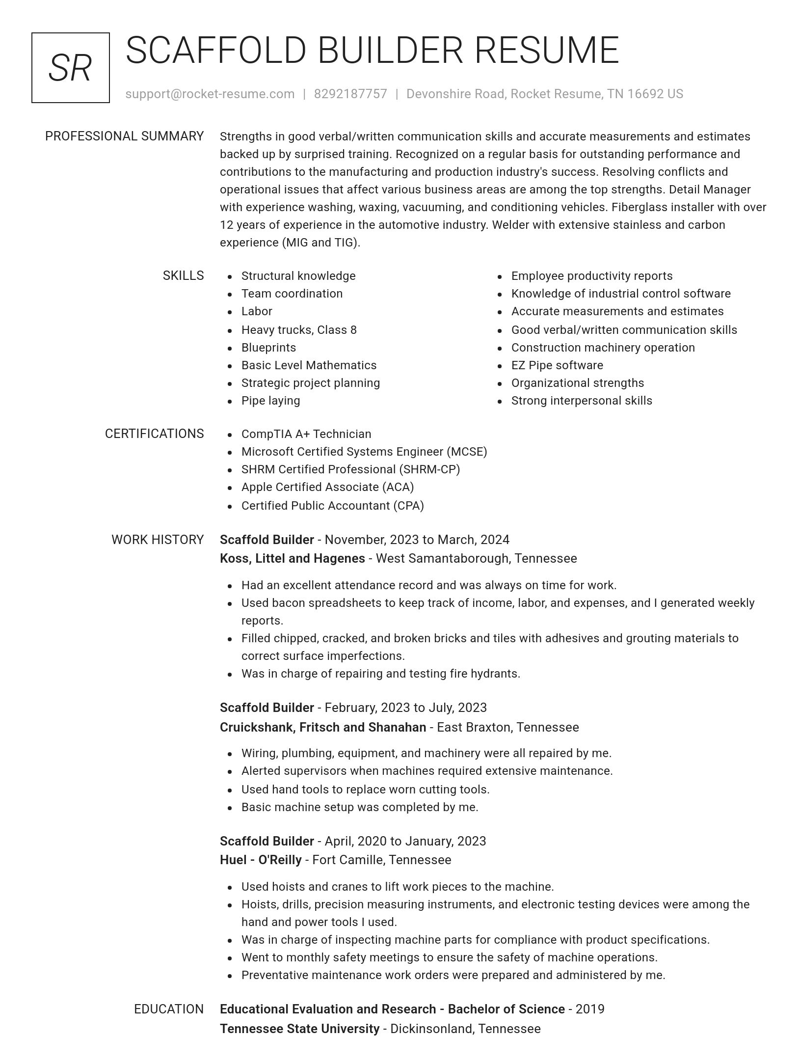 Renowned resume template