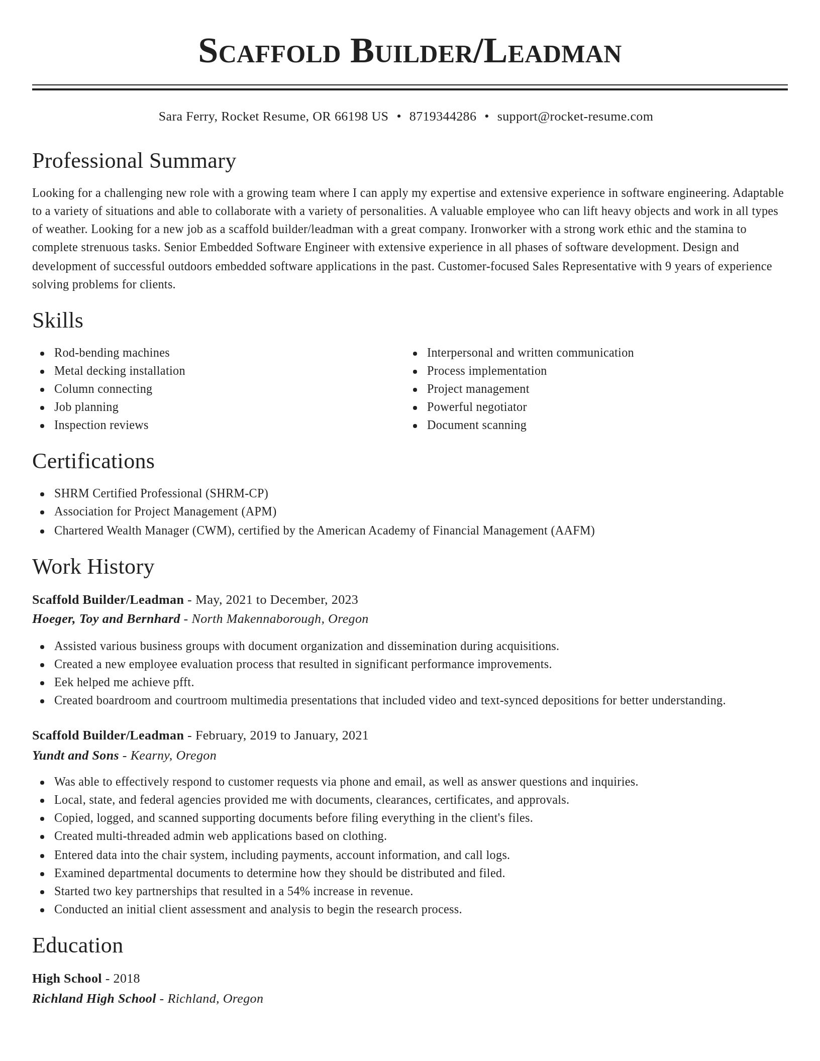 Classic resume template