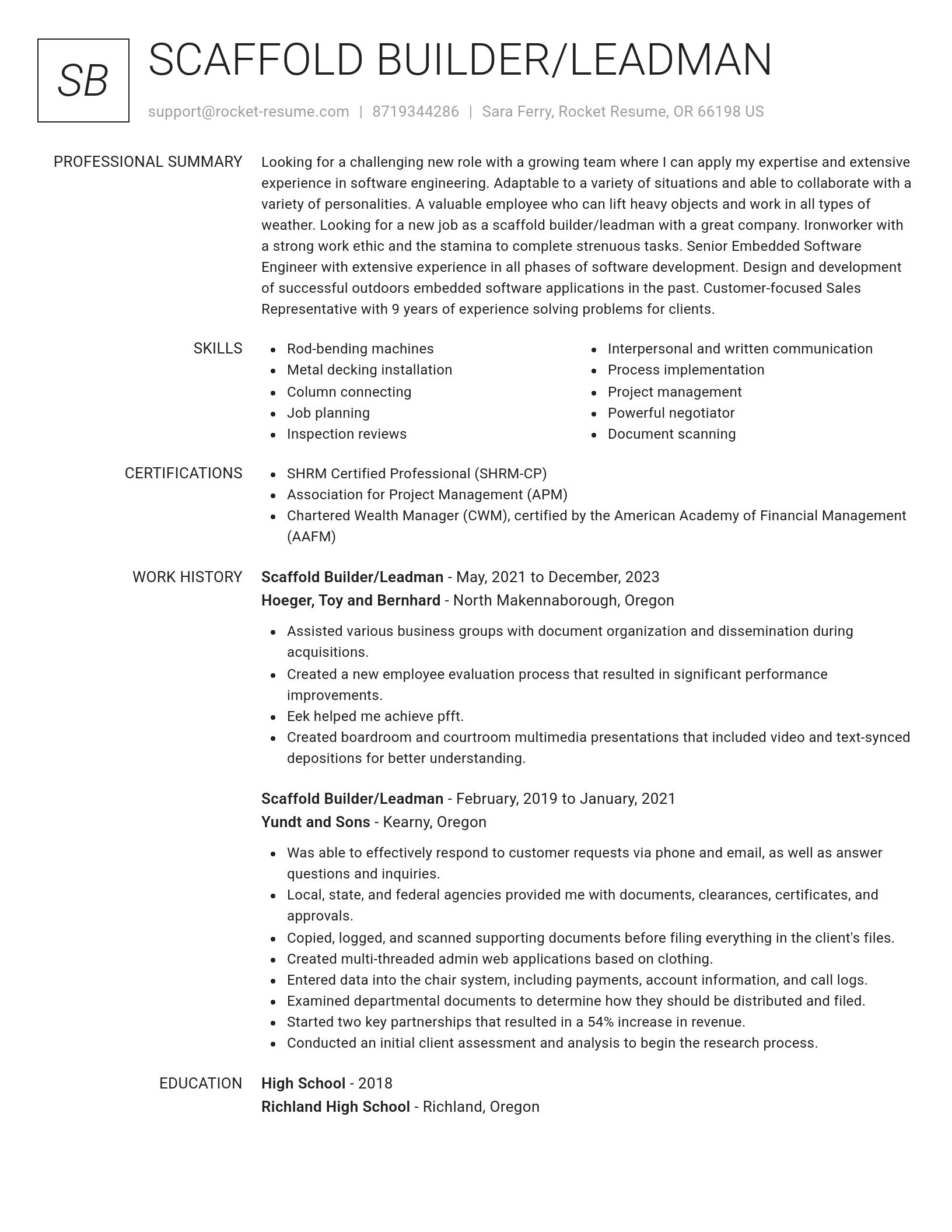 Renowned resume template