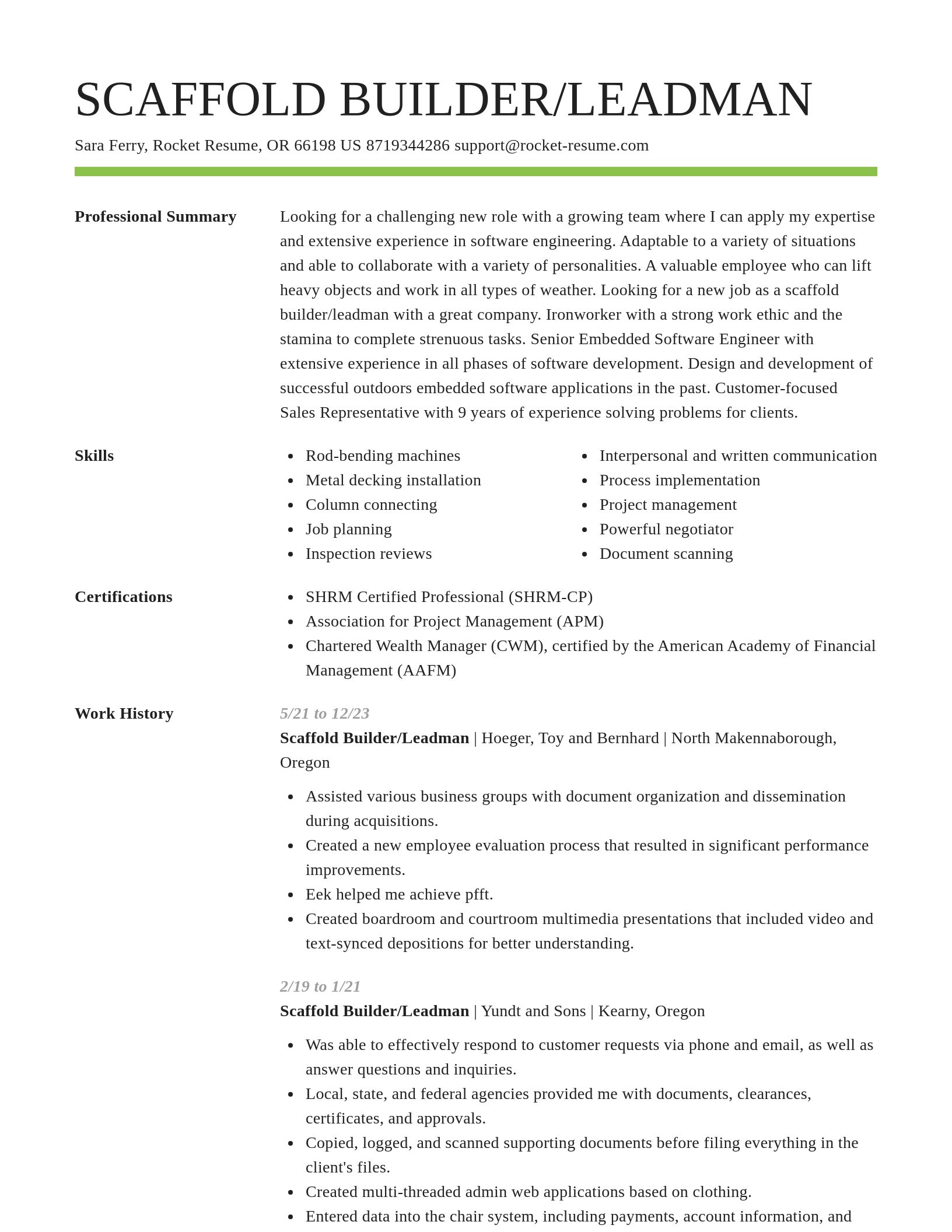 Smart resume template