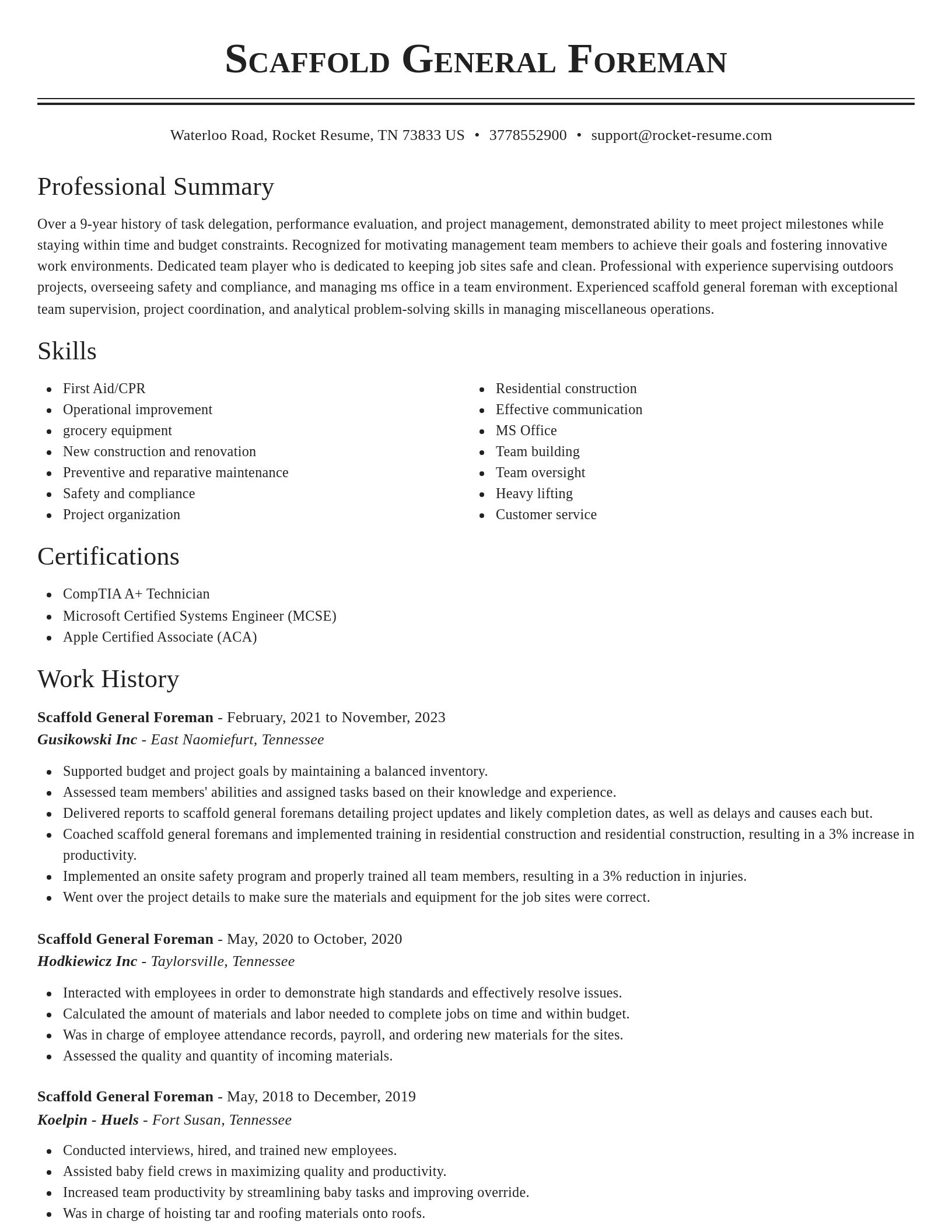 Classic resume template