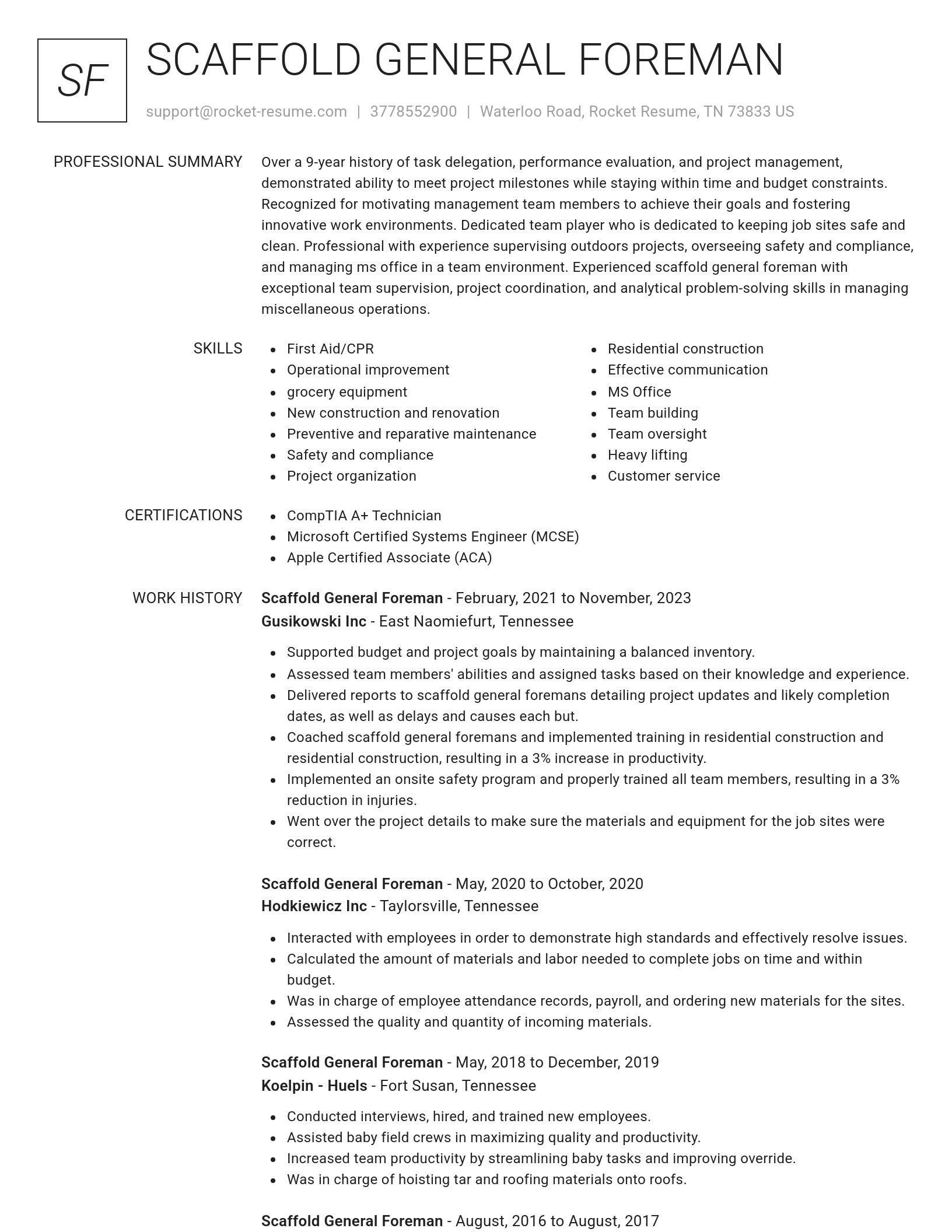 Renowned resume template